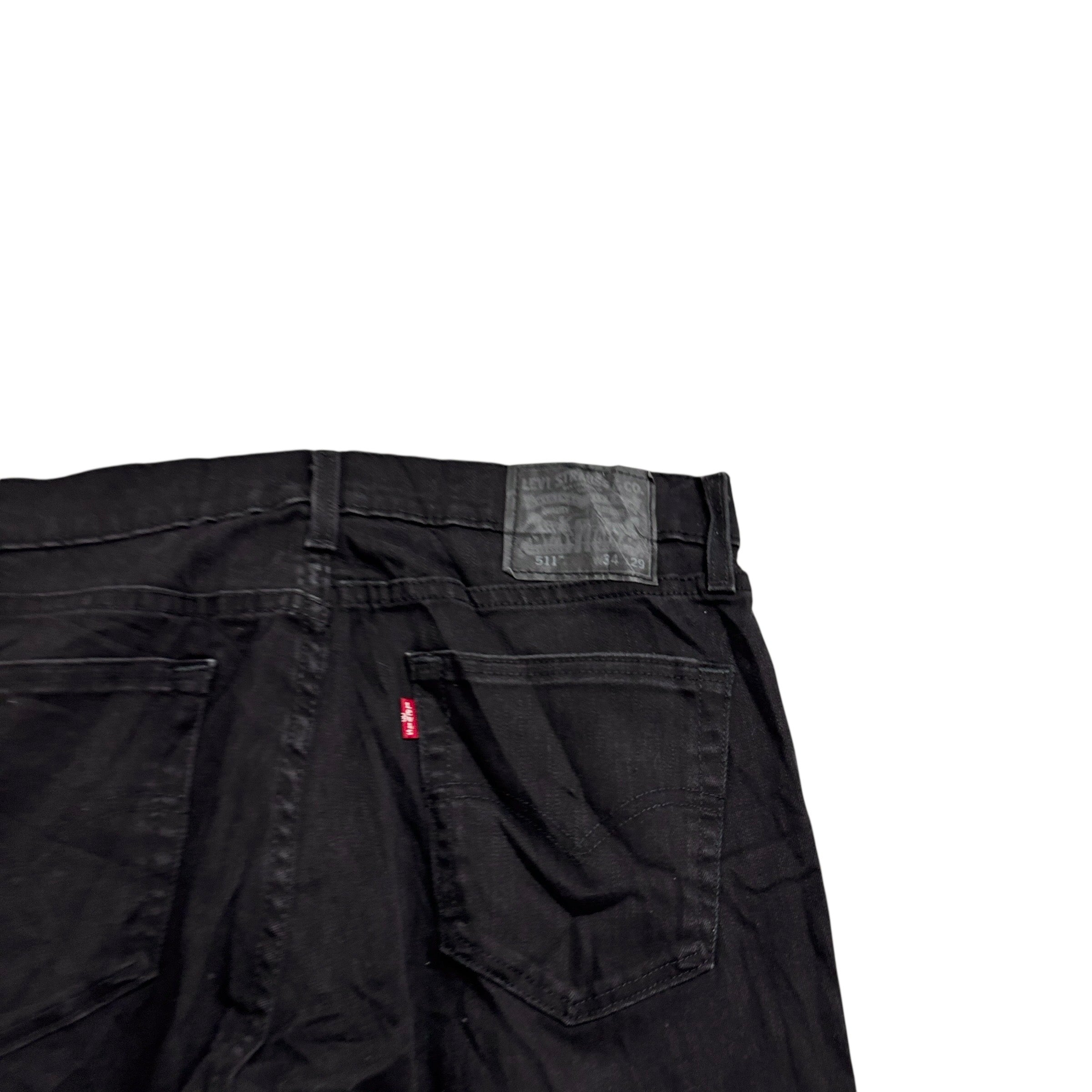 Levis 511 Jeans W34 L29 Mens Black Slim Fit Stretch Denim (E)