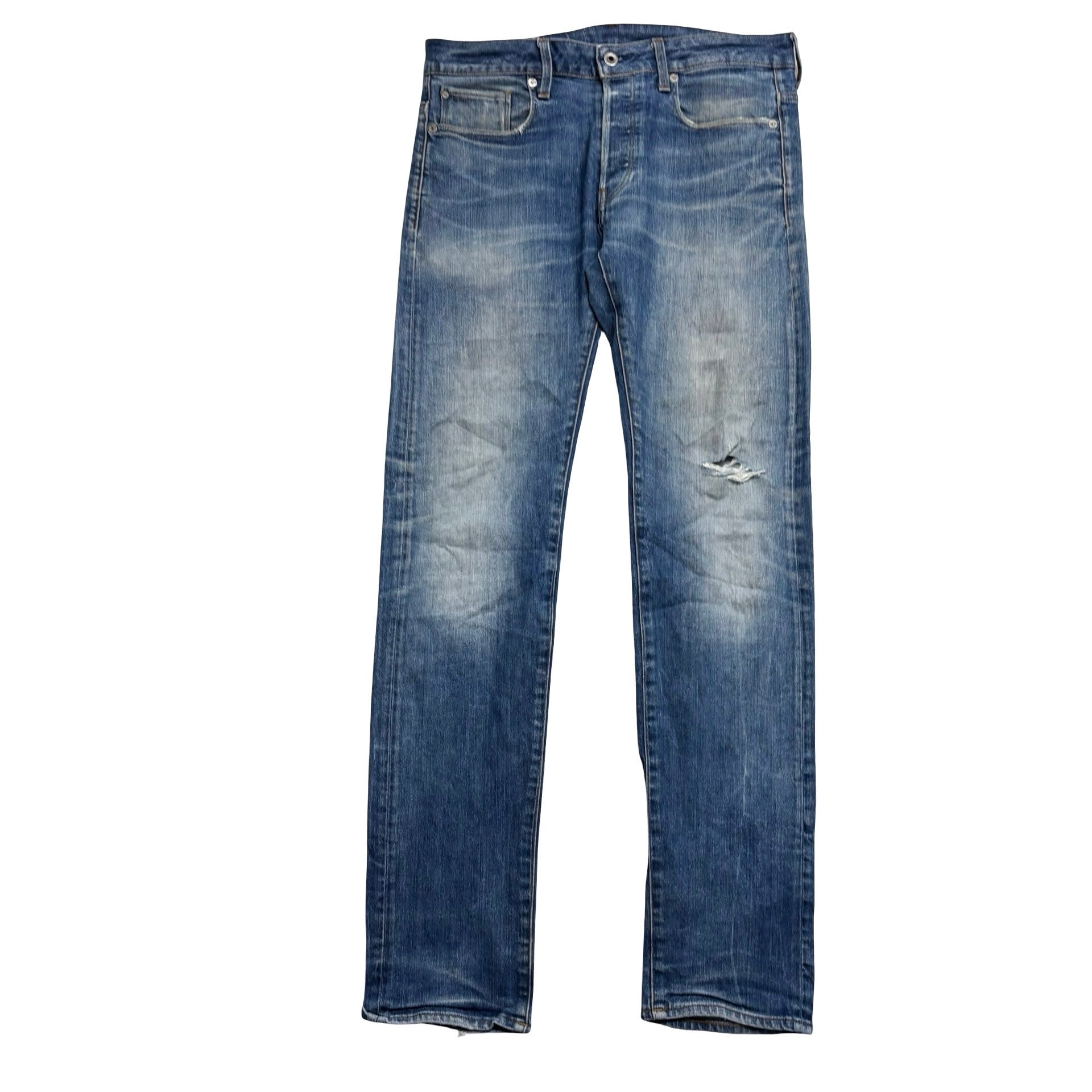 G Star Raw 3301 Slim Fit Jeans W31 L34 Mens Mid Blue Stretch Denim