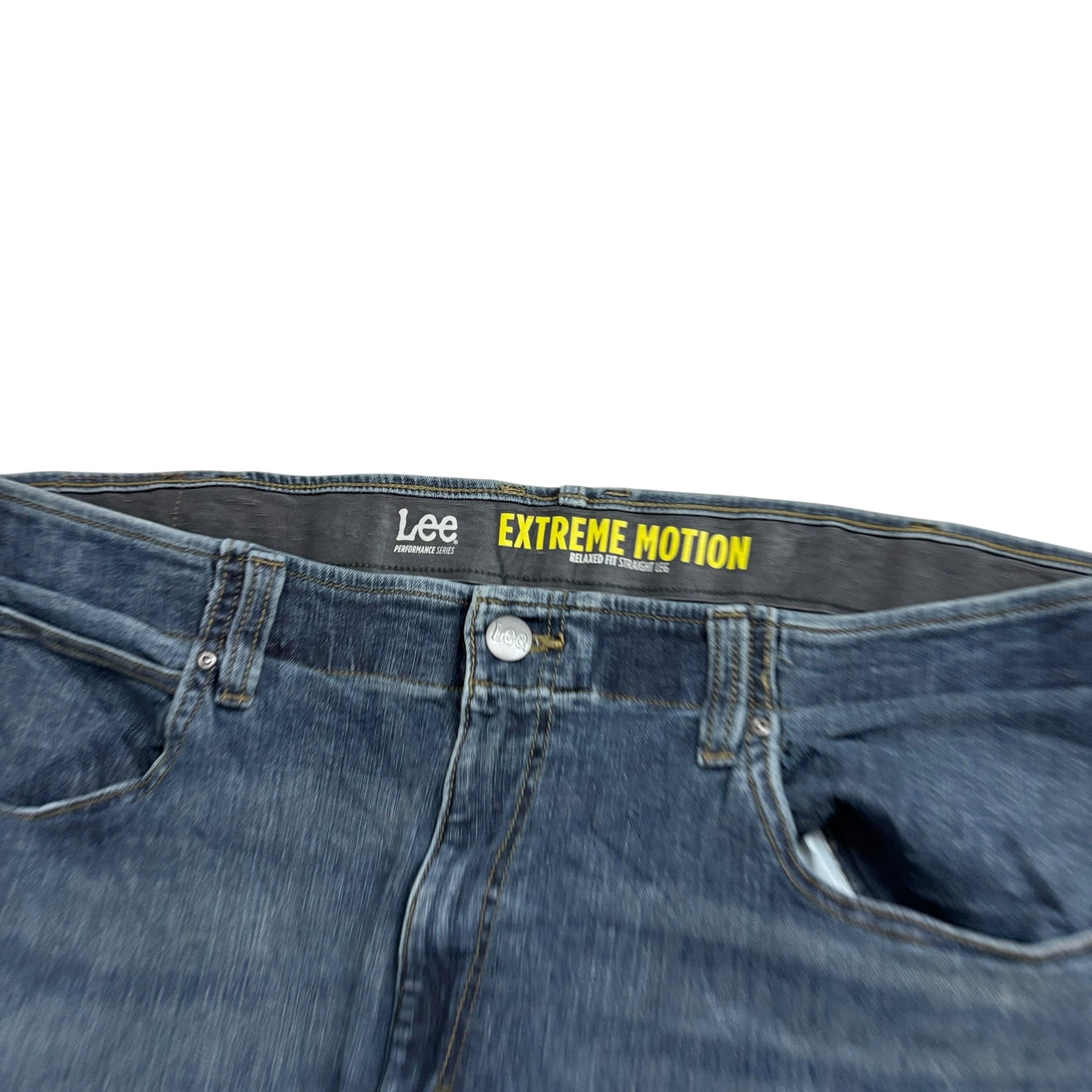 Lee Jeans W46 L30 Mens Mid Blue Relaxed Straight Fit Stretch Denim (E)