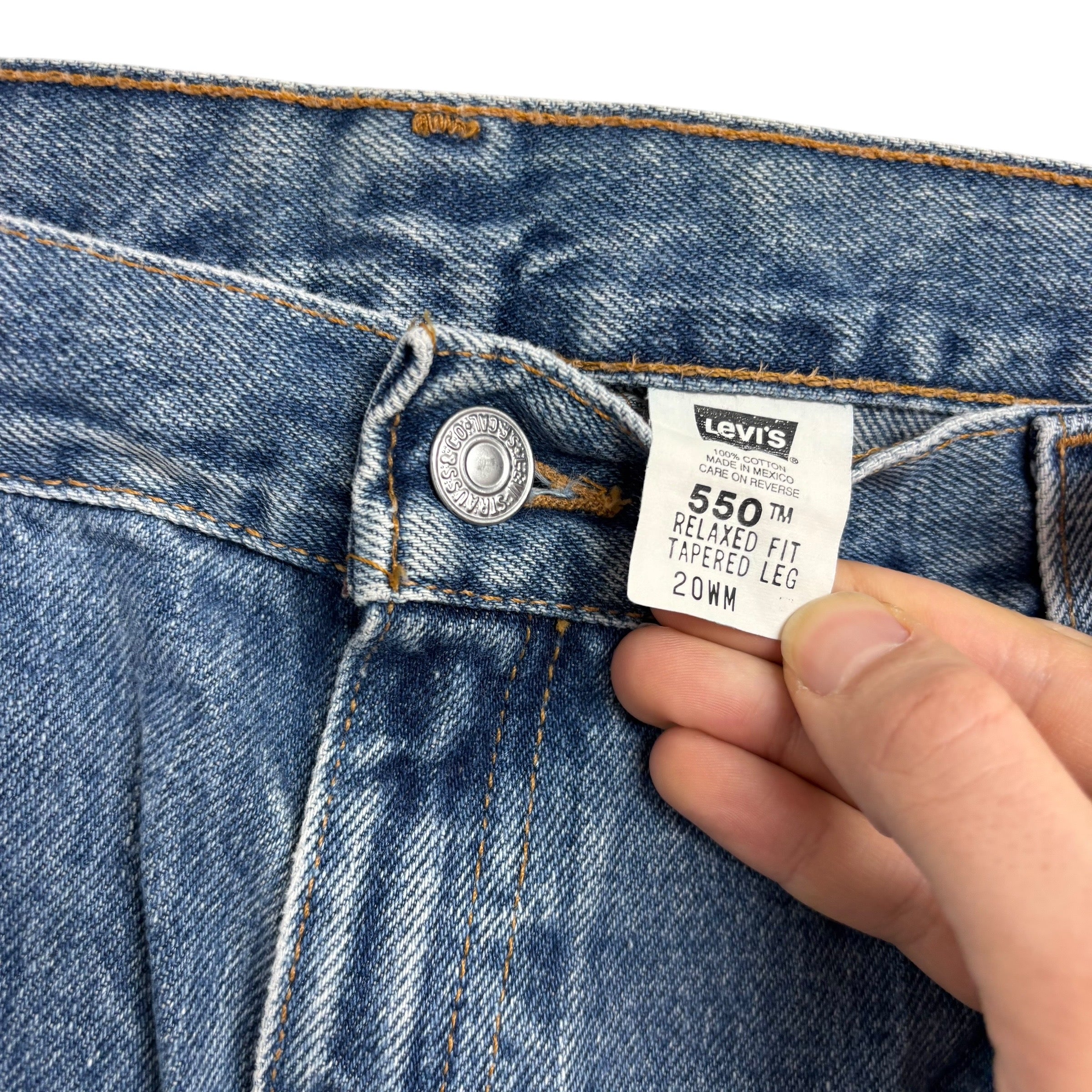 Levis 550 Jeans W38 L31 Womens Mid Blue Relaxed Taper Mom Fit Vintage Denim