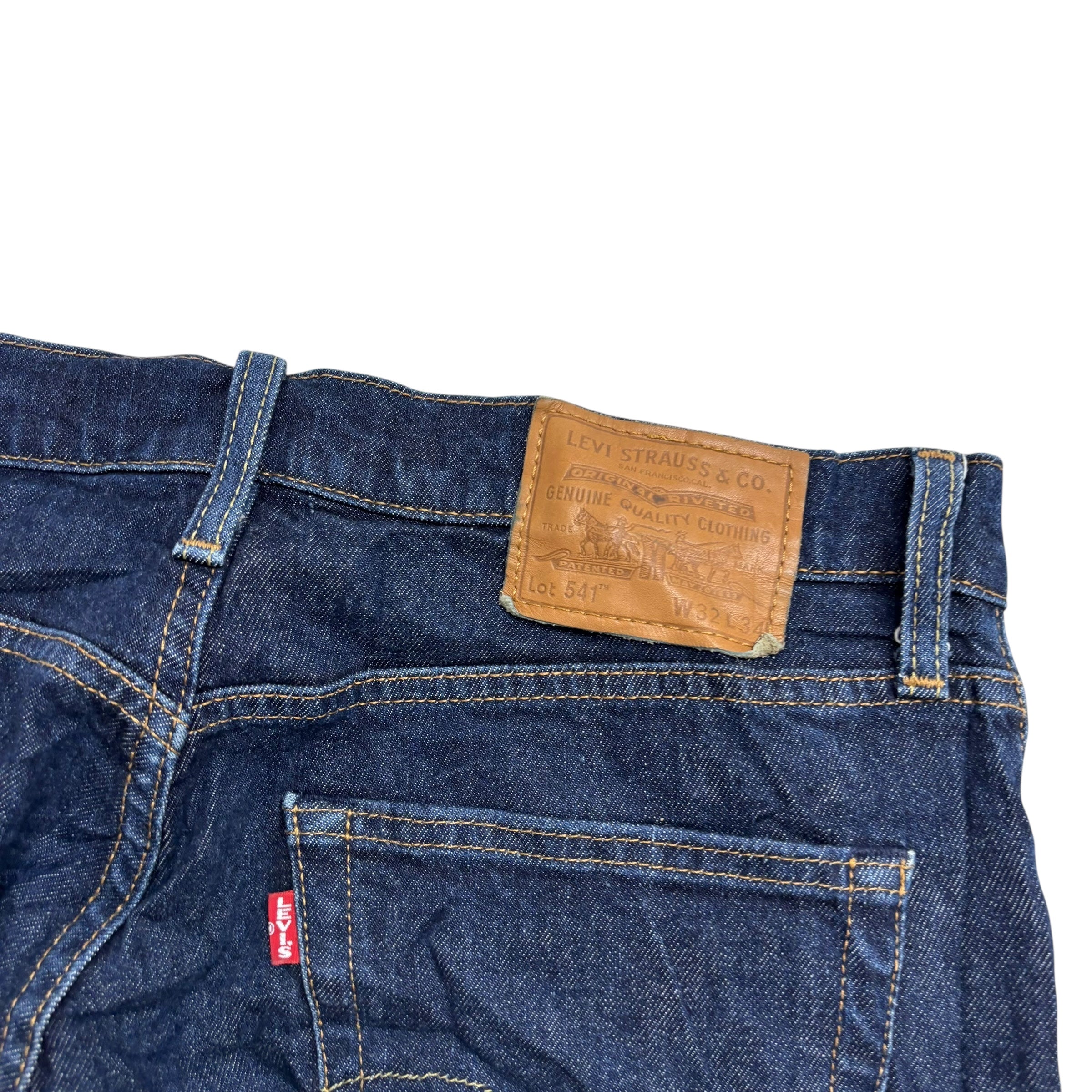 Levis 541 Jeans W32 L34 Mens Dark Blue Athletic Tapered Fit Stretch Denim