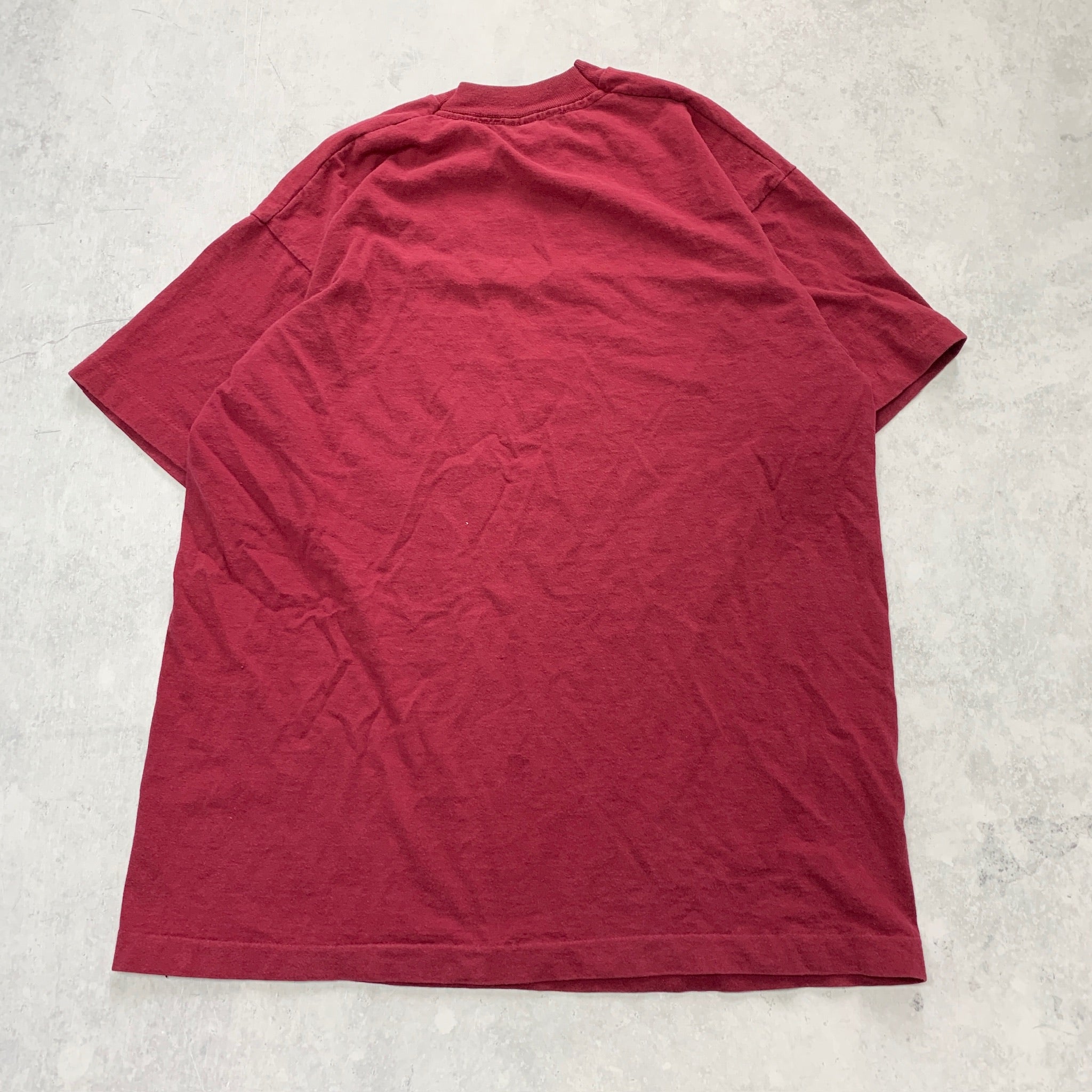 Vintage T Shirt Mens XL Red Burgundy Single Stitch Graphic Print 90s (E)