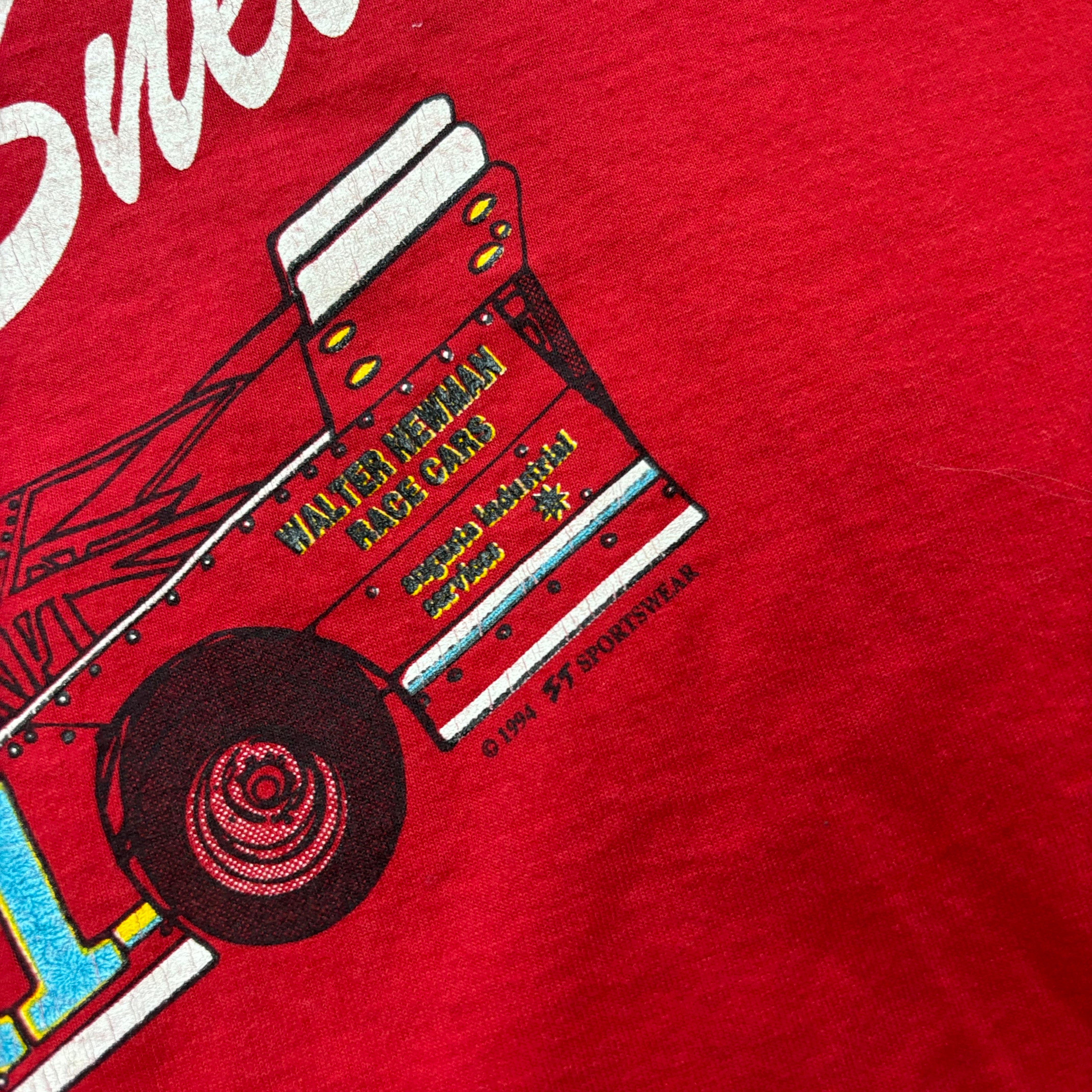 Vintage T Shirt Mens XL Red Single Stitch Graphic Print 90s USA Racing (E)