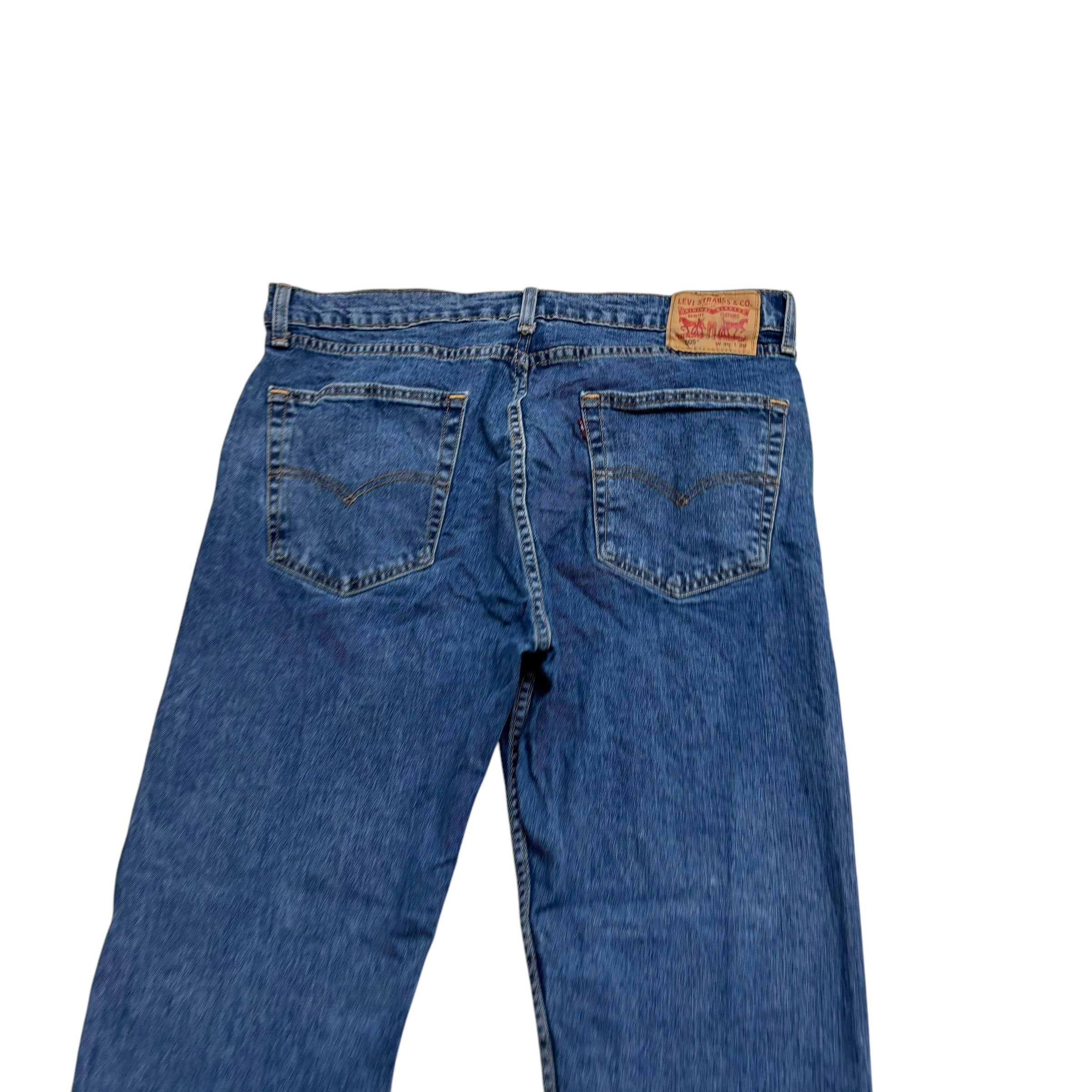 Levis 505 Jeans W36 L29 Mens Mid Blue Regular Straight Fit Stretch Denim (E)