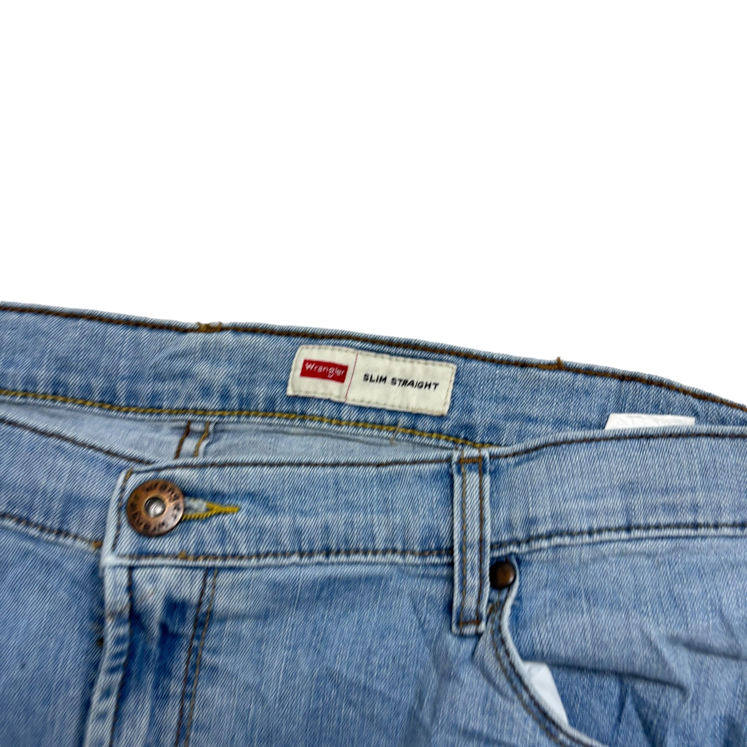 Wrangler Jeans W42 L30 Mens Light Blue Slim Straight Fit Stretch Denim (E)