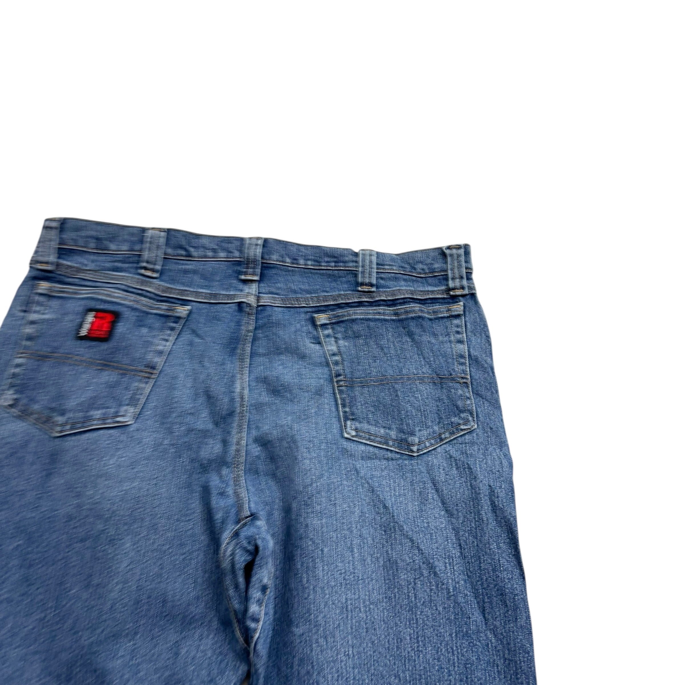 Wrangler Jeans W38 L36 Mens Mid Blue Regular Straight Fit Stretch Denim (E)