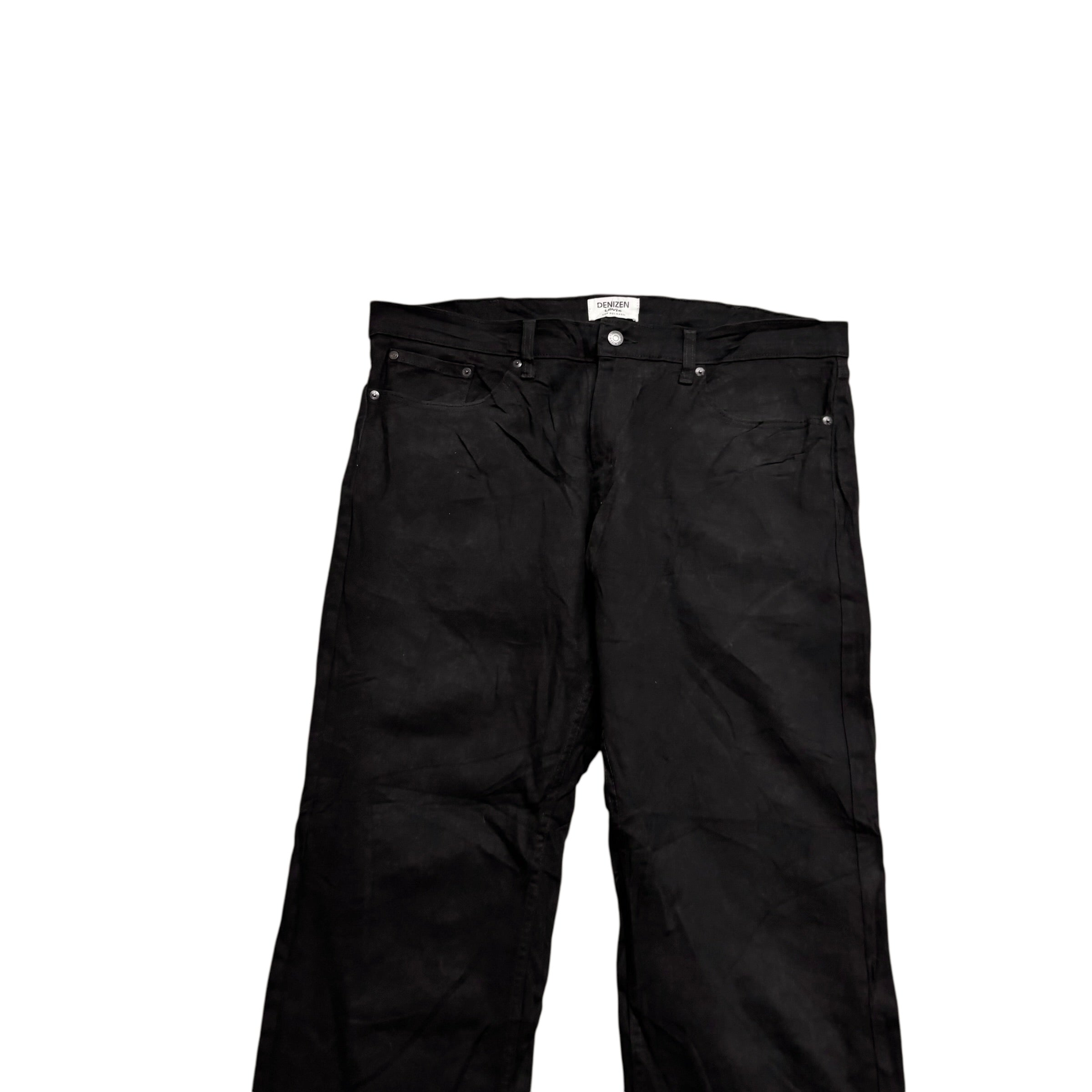 Levis Denizen Jeans W40 L30 Mens Black Relaxed Straight Fit Stretch Denim (E)