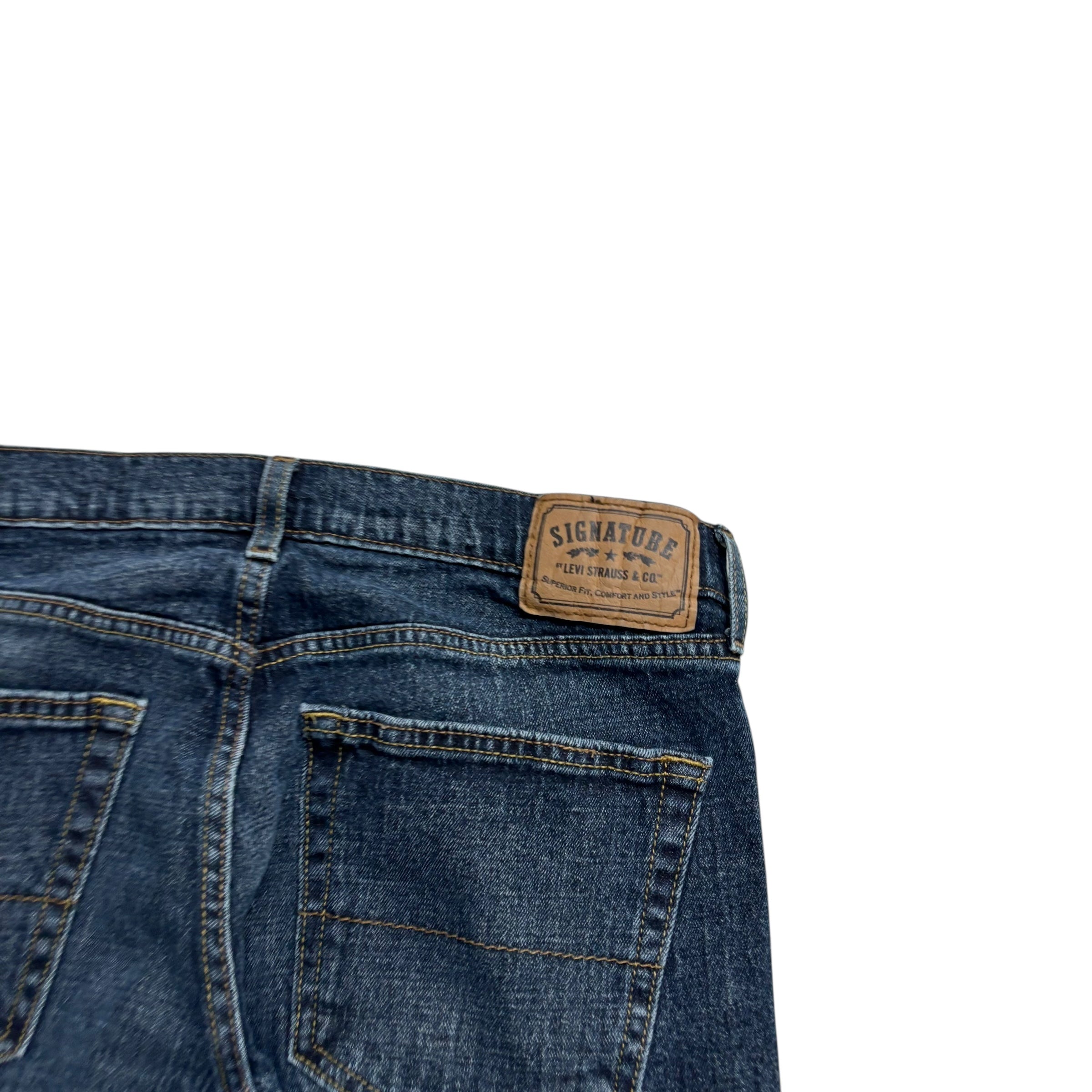 Levis Signature Jeans W32 L29 Mens Dark Blue Baggy Relaxed Fit Stretch Denim