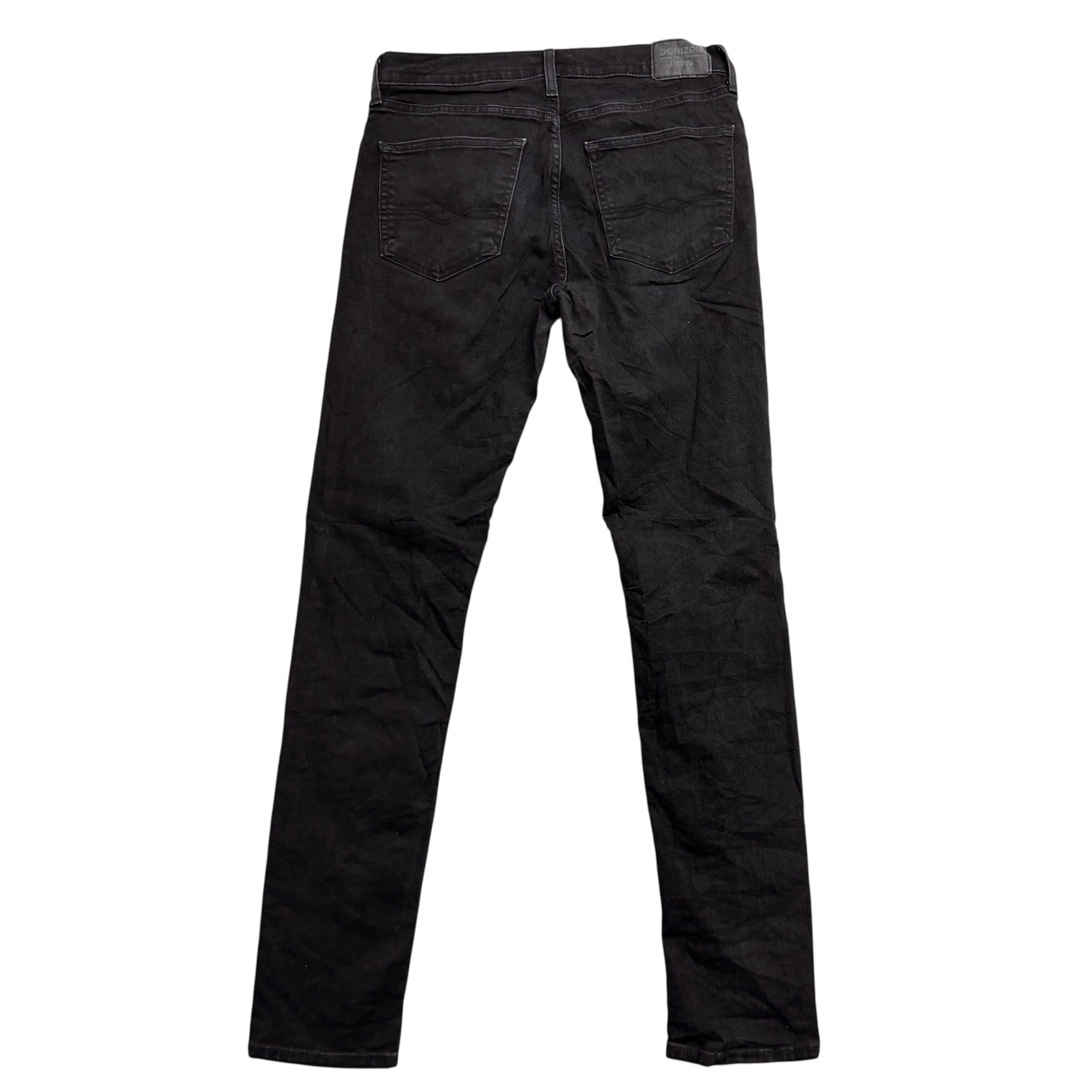 Levis Denizen Jeans W32 L34 Mens Black Skinny Fit Stretch Denim (E)