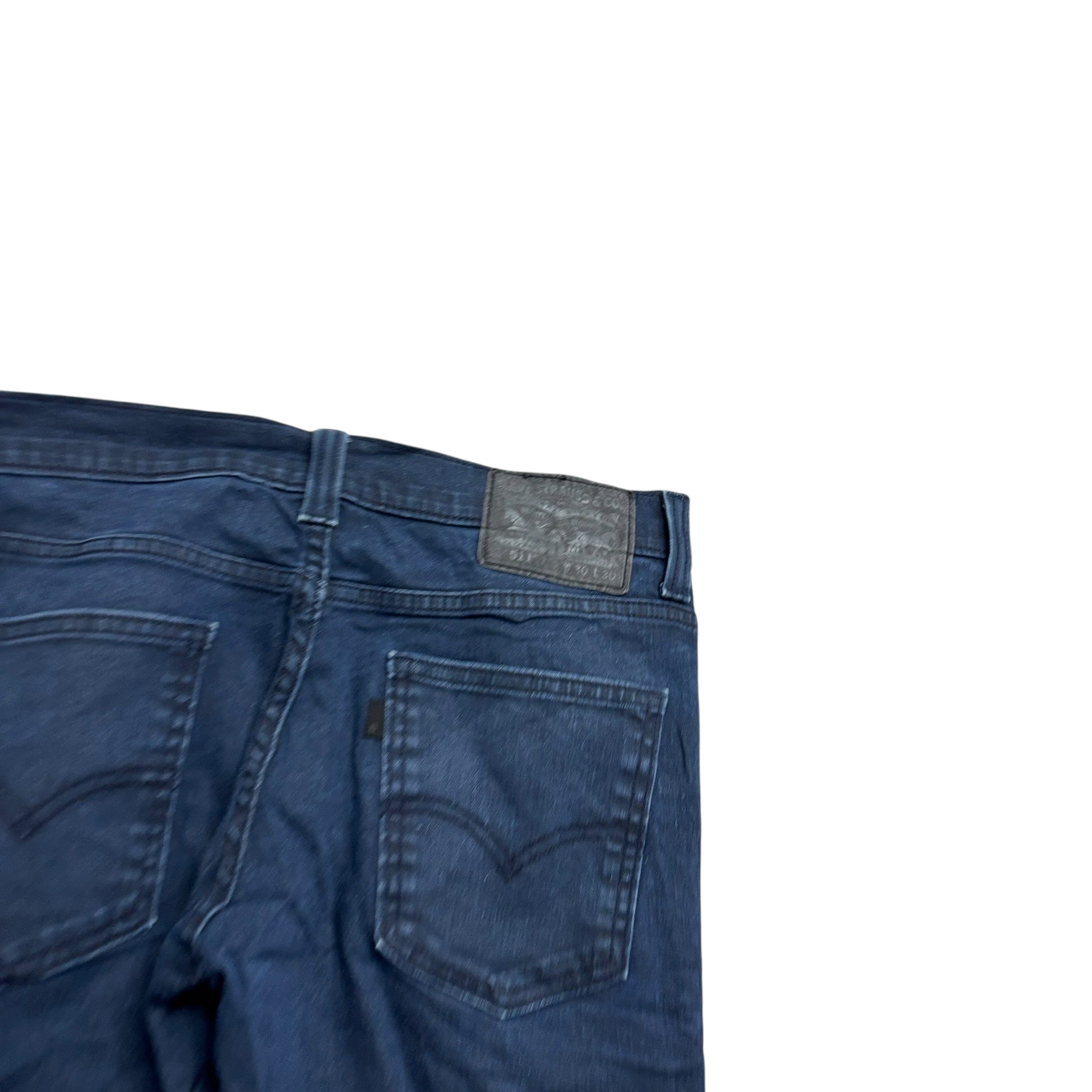 Levis 511 Jeans W30 L29 Mens Waxed Navy Blue Slim Fit Stretch Denim (E)