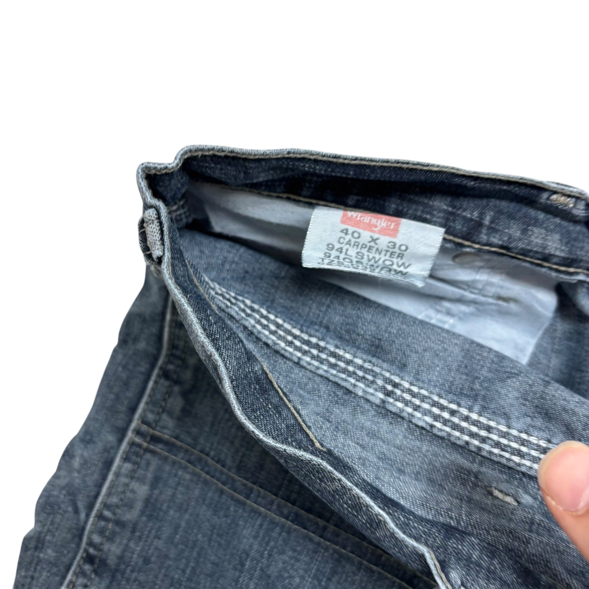 Wrangler Carpenter Jeans W40 L30 Mens Dark Blue Relaxed Straight Fit Denim