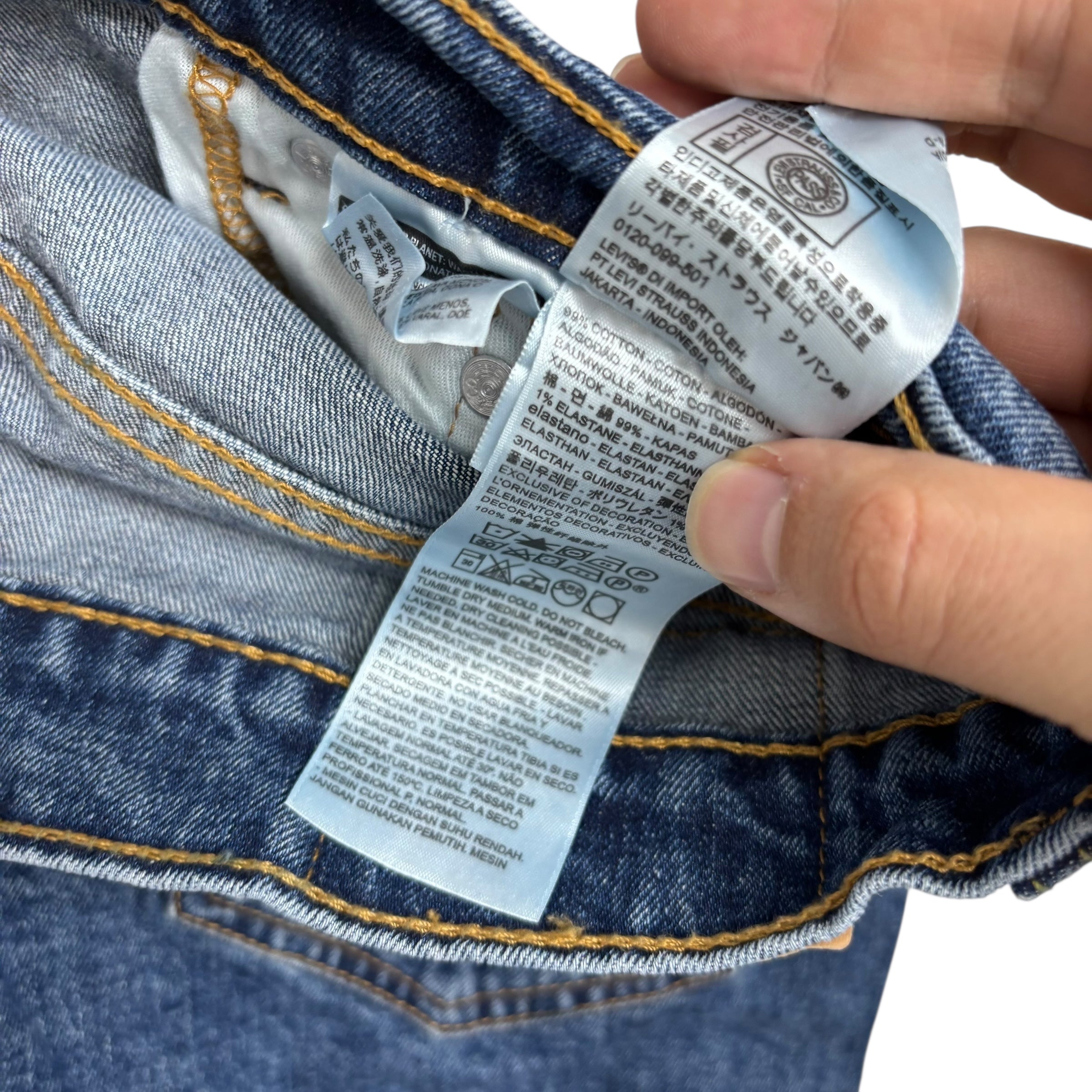 Levis 514 Jeans W33 L32 Mens Mid Blue Regular Straight Fit Stretch Denim (E)