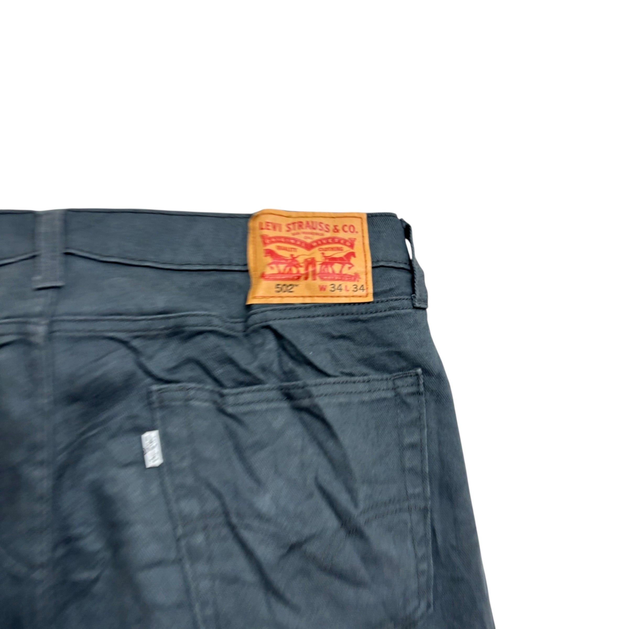 Levis 502 Trousers W34 L32 Mens Grey Regular Tapered Fit Cotton Pants (E)