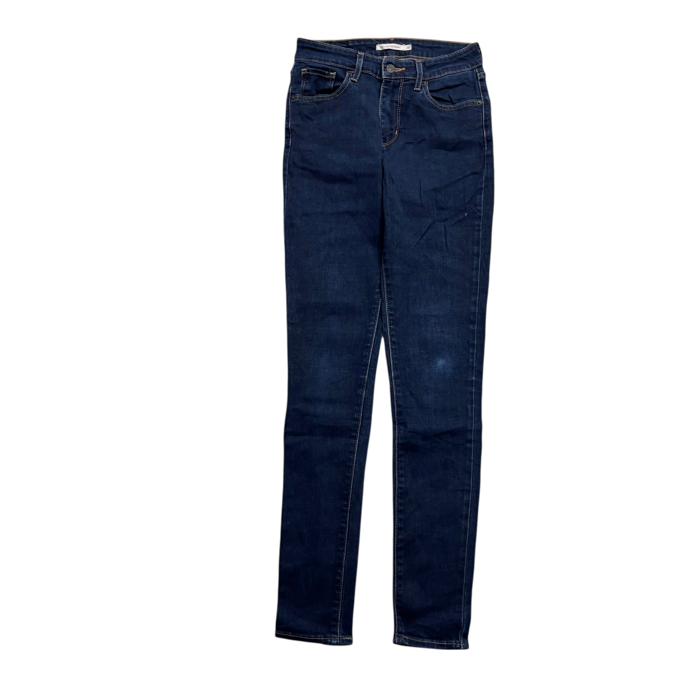 Levis 721 Jeans W25 L31 Womens Dark Blue High Rise Skinny Fit Stretch Denim