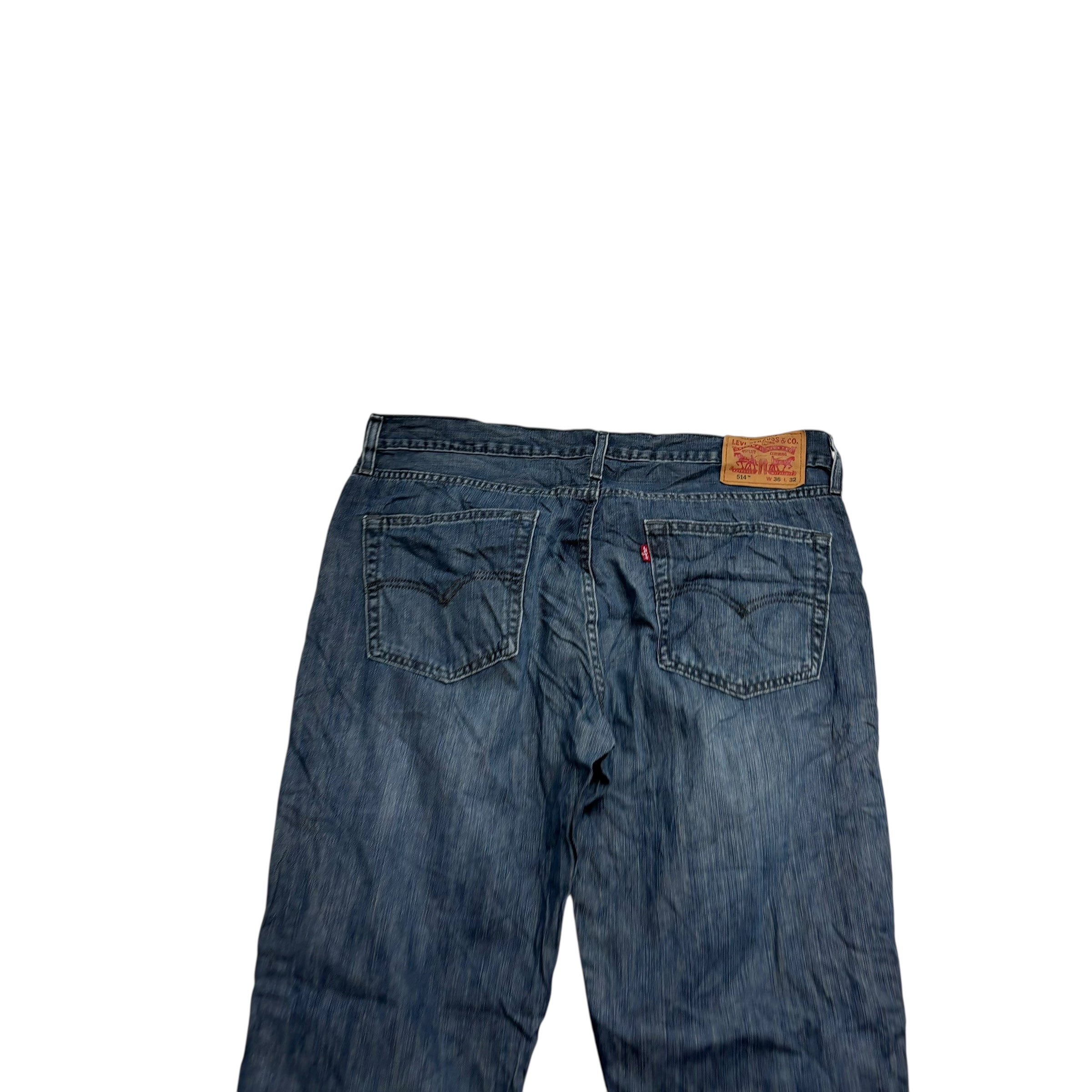 Levis 514 Jeans W36 L32 Mens Dark Blue Regular Straight Fit Denim (E)