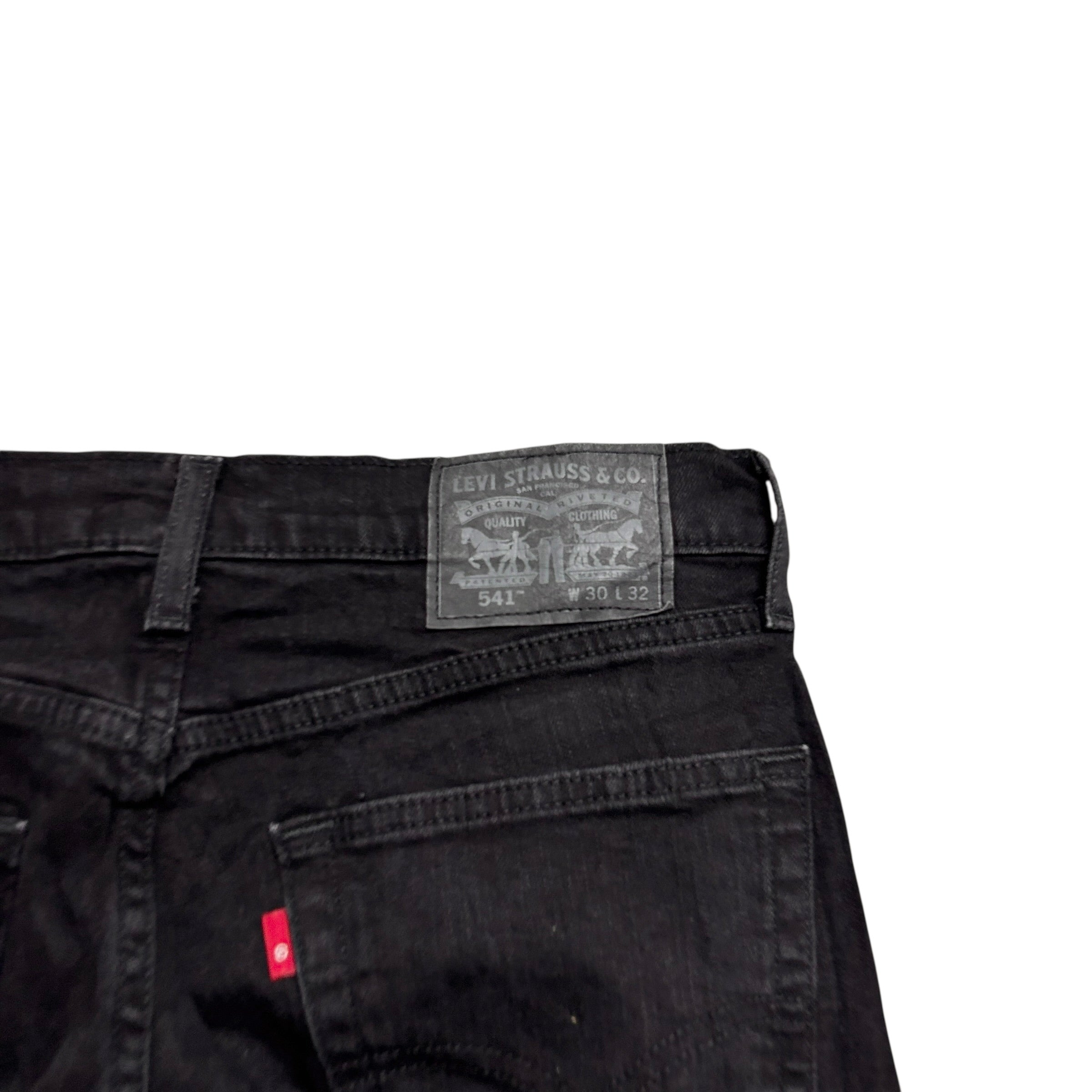 Levis 541 Jeans W30 L32 Mens Black Athletic Tapered Fit Stretch Denim (E)