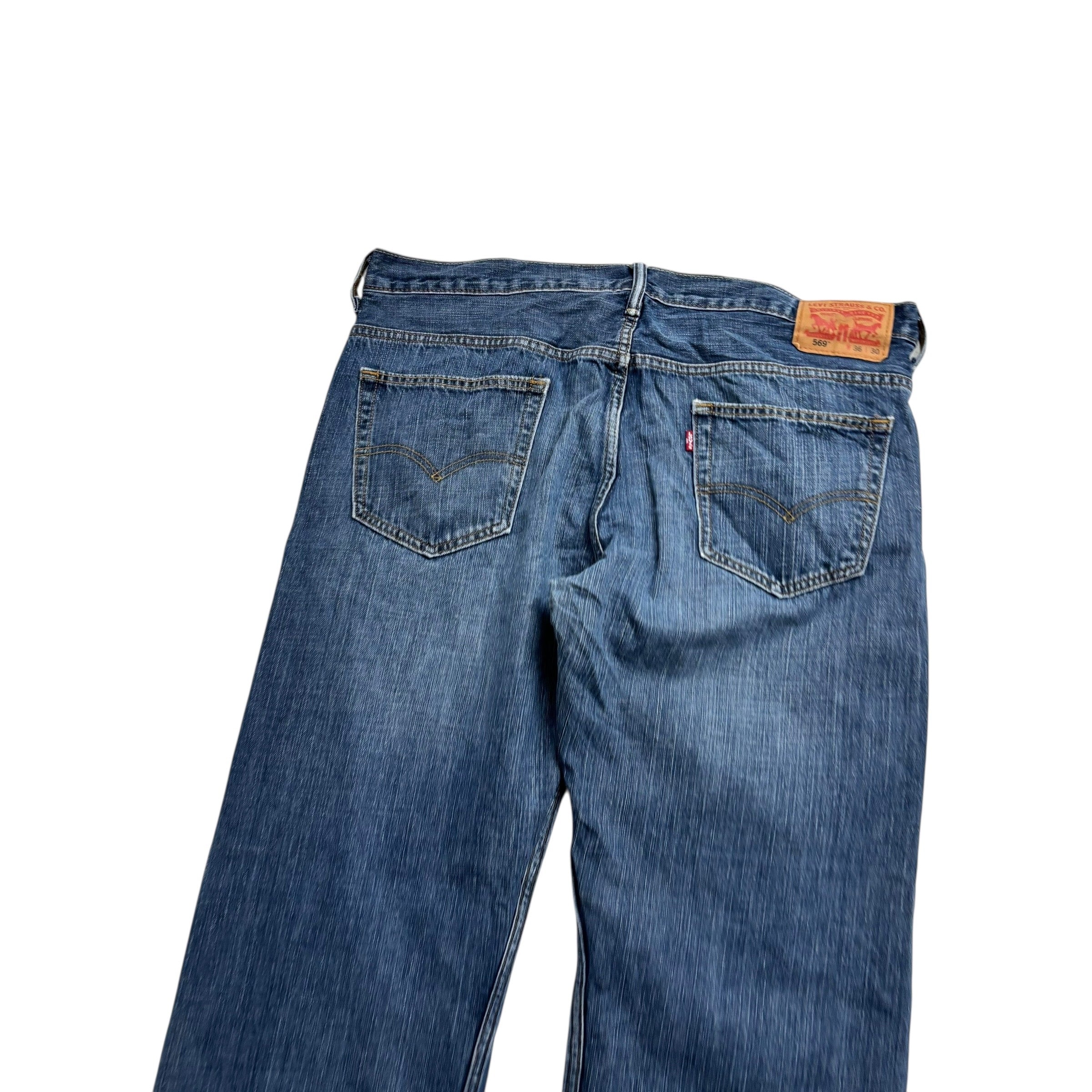 Levis 569 Jeans W36 L30 Mens Mid Blue Baggy Relaxed Straight Vintage Denim (E)