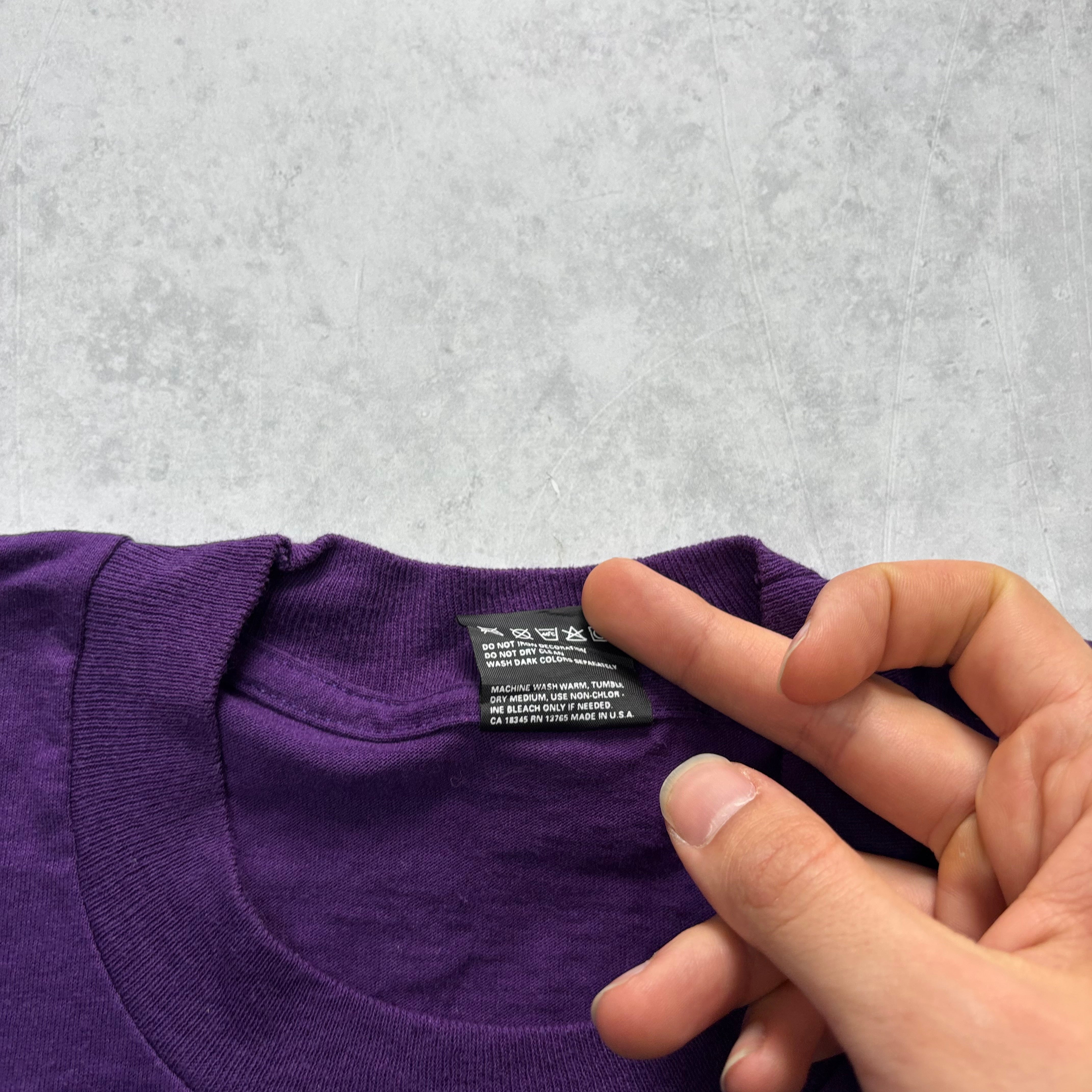 Vintage T Shirt Mens Large Purple Single Stitch Graphic Print 90s Tourist (E)