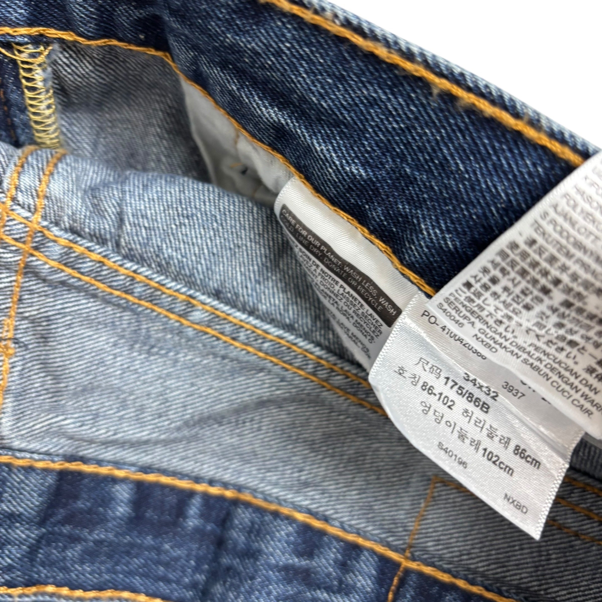 Levis 550 Jeans W34 L32 Mens Mid Blue Baggy Relaxed Straight Fit Denim (E)