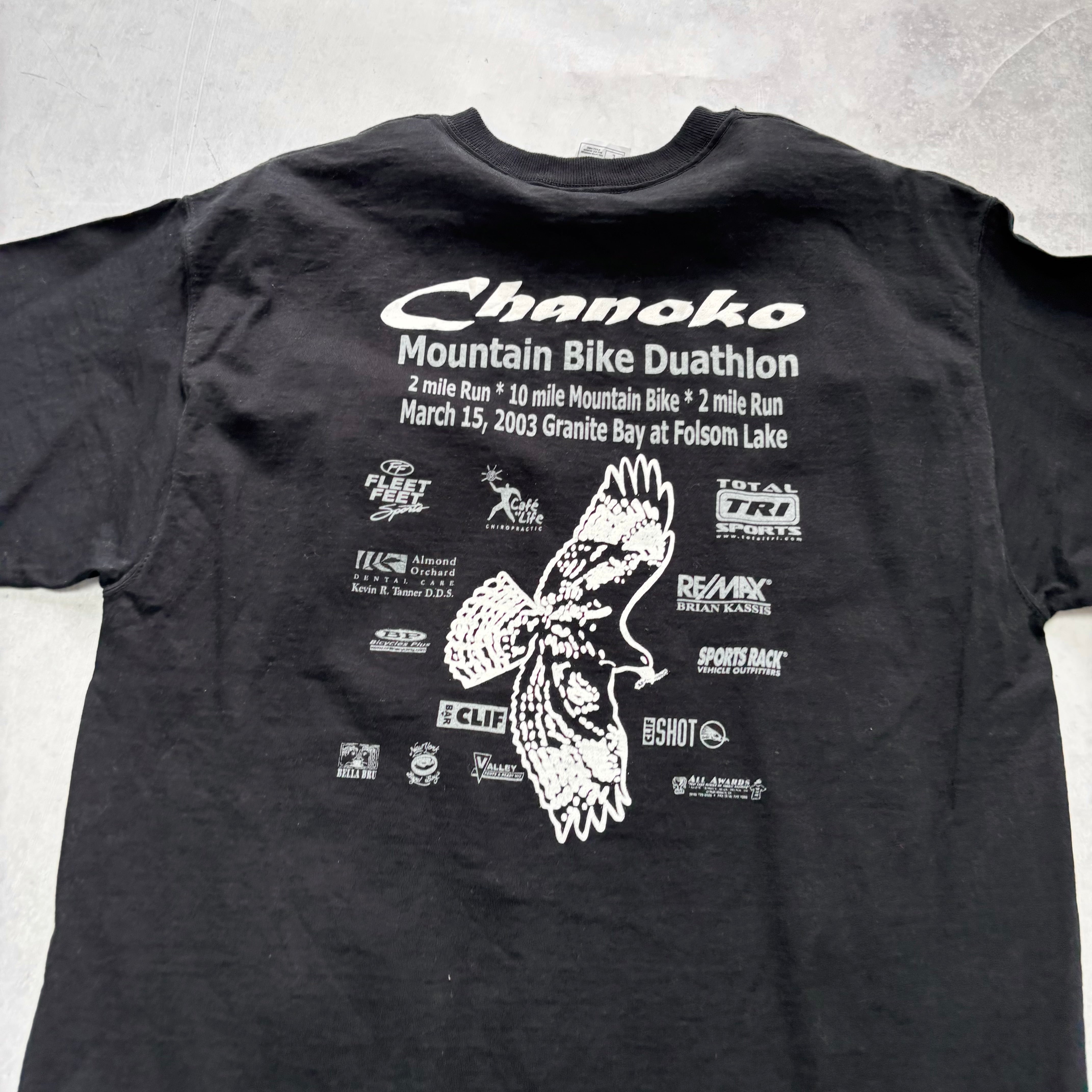 Vintage T Shirt Mens Large Black Graphic Print 00s Biking Cycling (E)