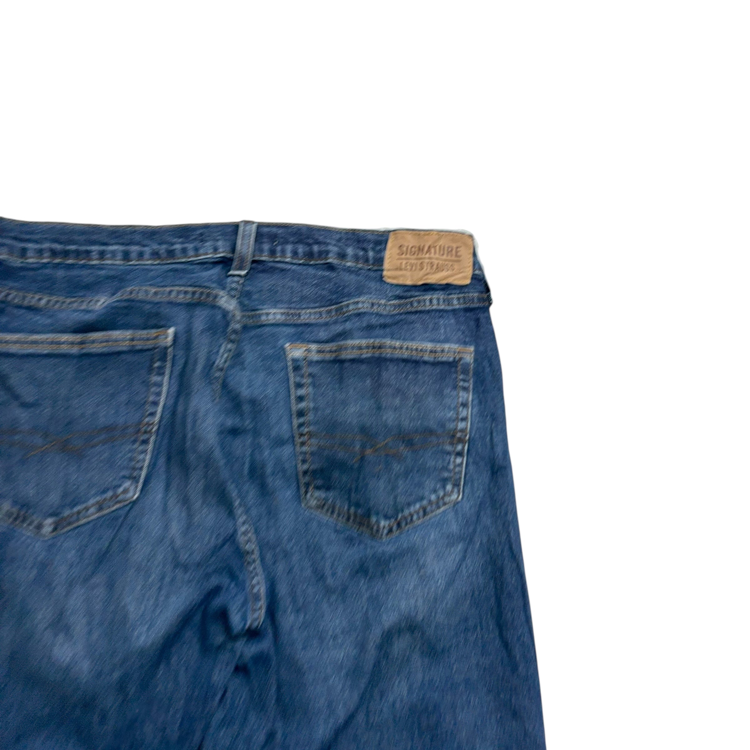 Levis Signature Jeans W34 L32 Mens Mid Blue Regular Straight Fit Stretch (E)