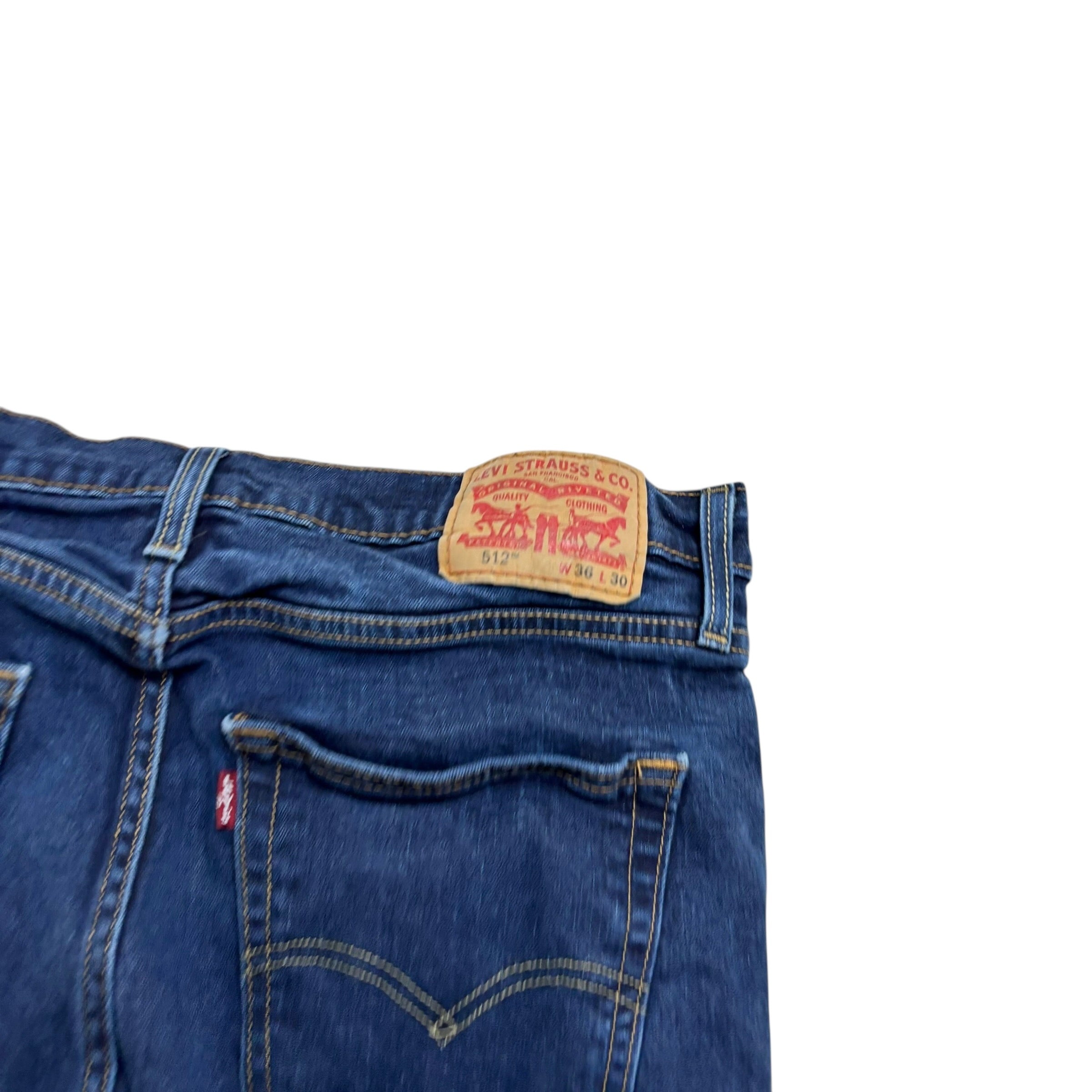 Levis 512 Jeans W34 L28 Mens Dark Blue Slim Tapered Fit Stretch Denim