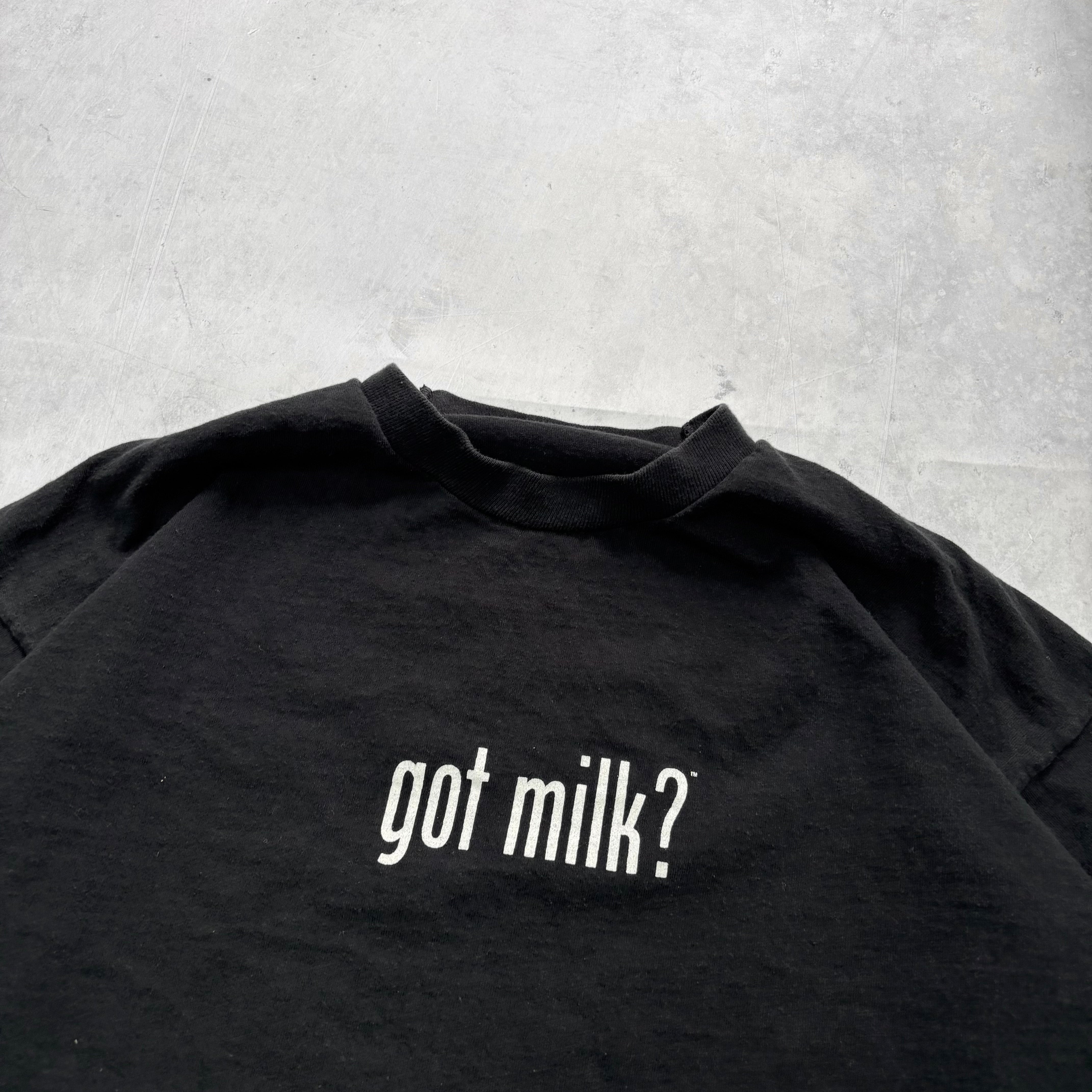 Vintage T Shirt Mens Large Black Single Stitch Graphic Print 90s Milk Boxy Fit (E)