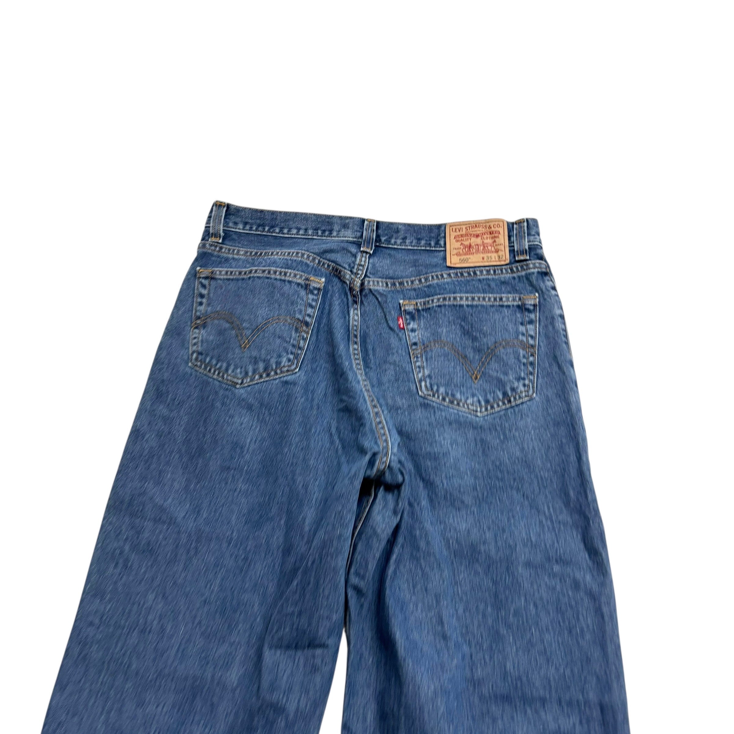 Levis 560 Jeans W35 L32 Mens Mid Blue Baggy Relaxed Comfort Vintage Denim (E)