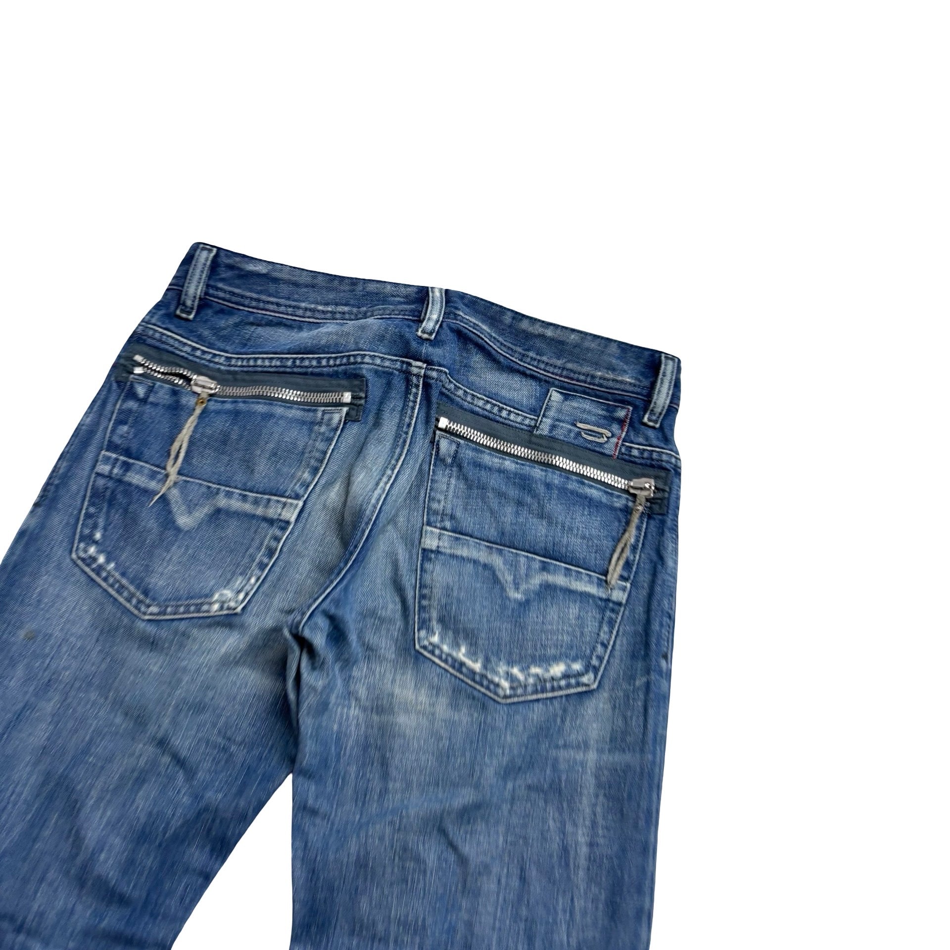 Diesel Jeans W31 L34 Mens Mid Blue Regular Straight Fit Denim