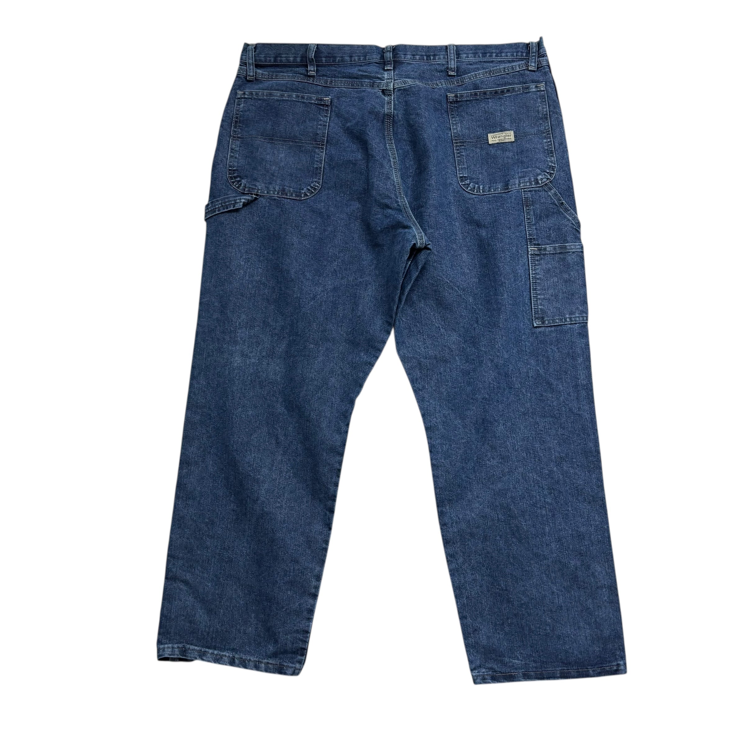 Wrangler Carpenter Jeans W42 L30 Mens Mid Blue Relaxed Straight Fit Denim (F)