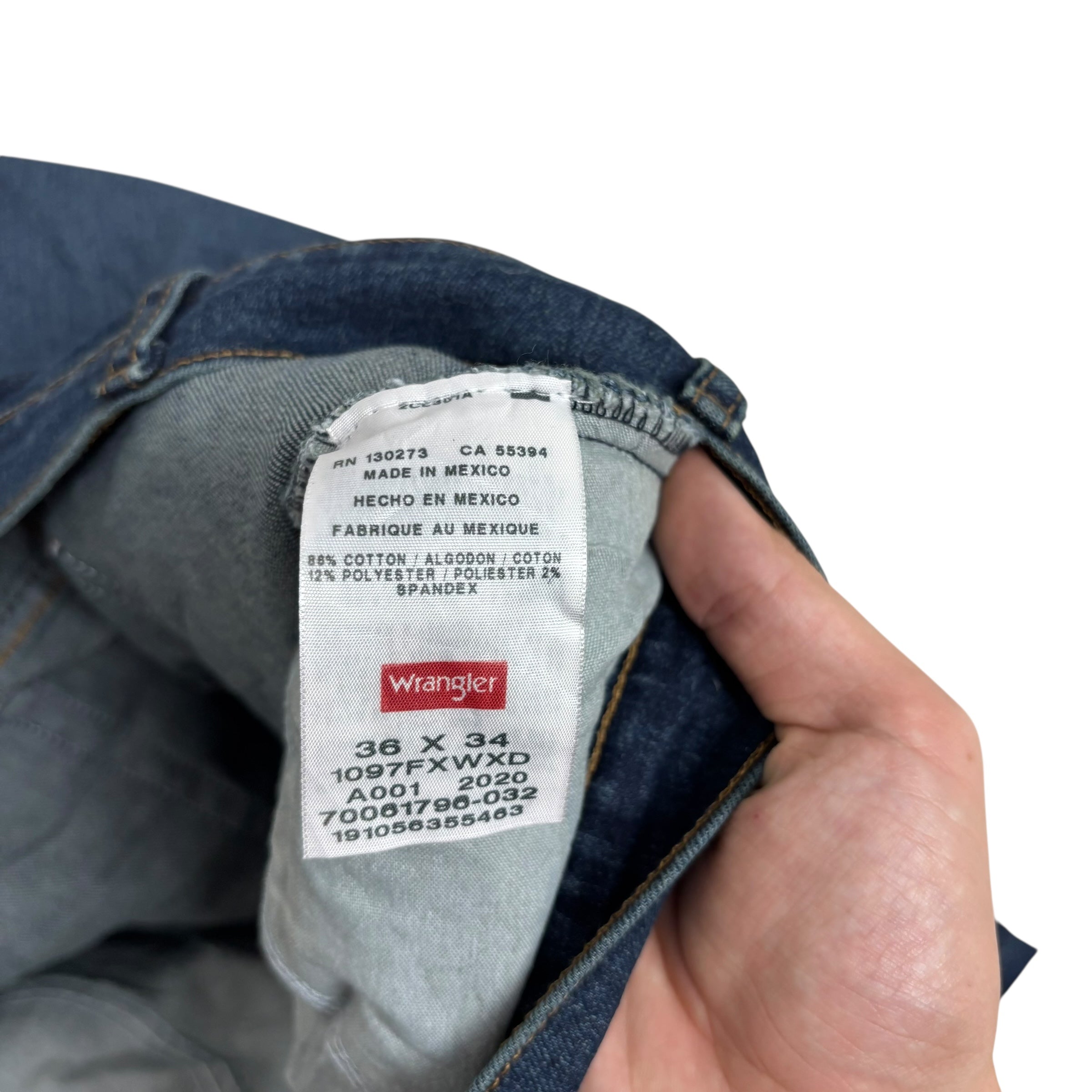 Wrangler Jeans W36 L34 Mens Dark Blue Relaxed Straight Fit Stretch Denim (E)