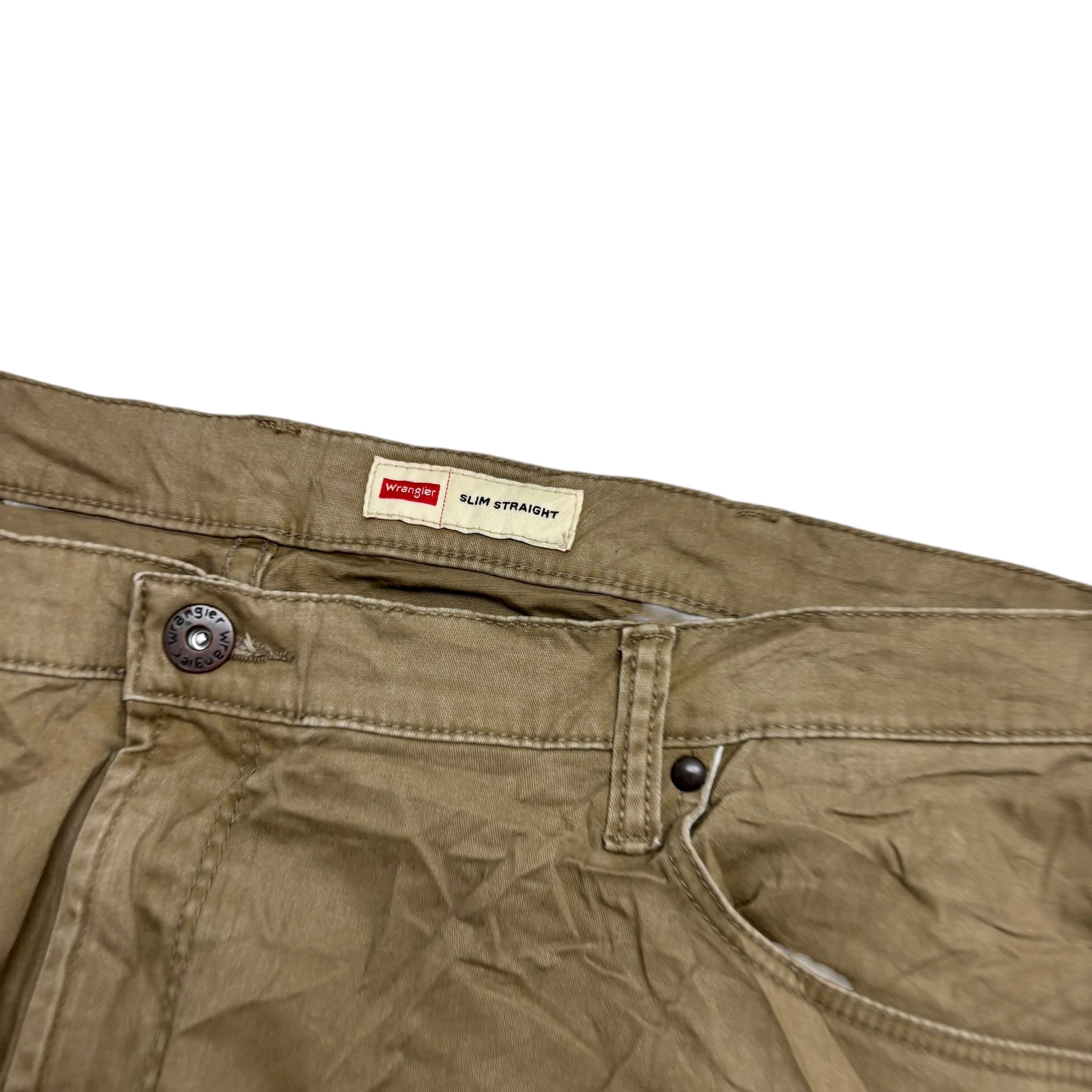 Wrangler Trousers W42 L30 Mens Tan Slim Straight Fit Pants