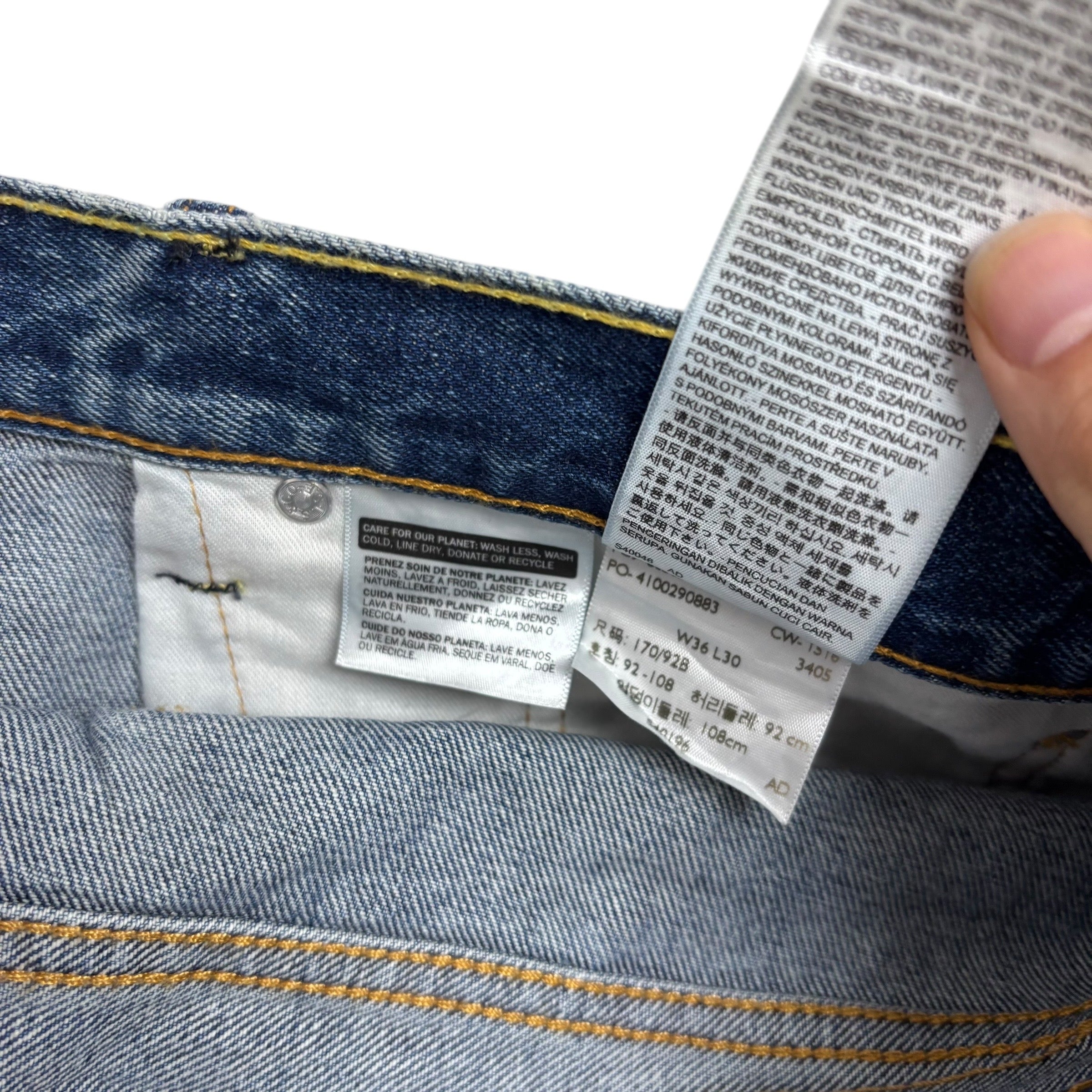 Levis 505 Jeans W36 L30 Mens Mid Blue Regular Straight Fit Denim (E)