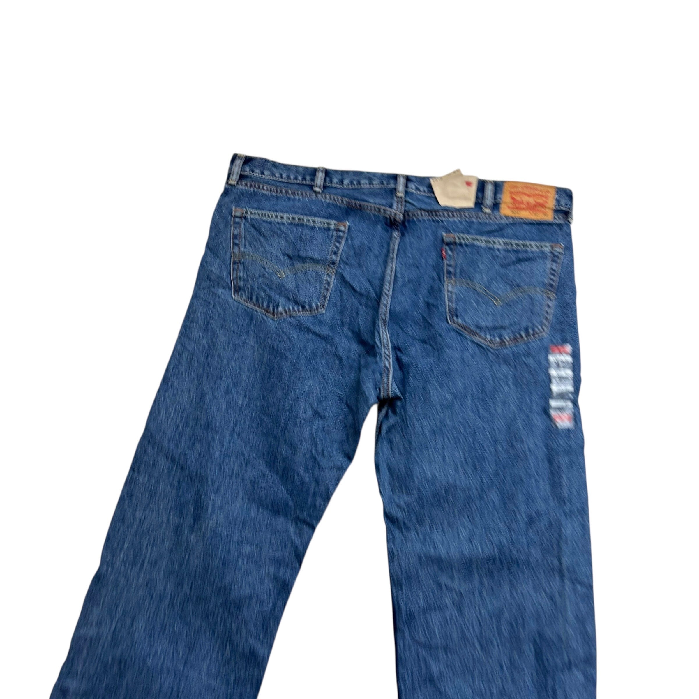 Levis 505 Jeans W42 L32 Mens Mid Blue Regular Straight Fit Denim (E)