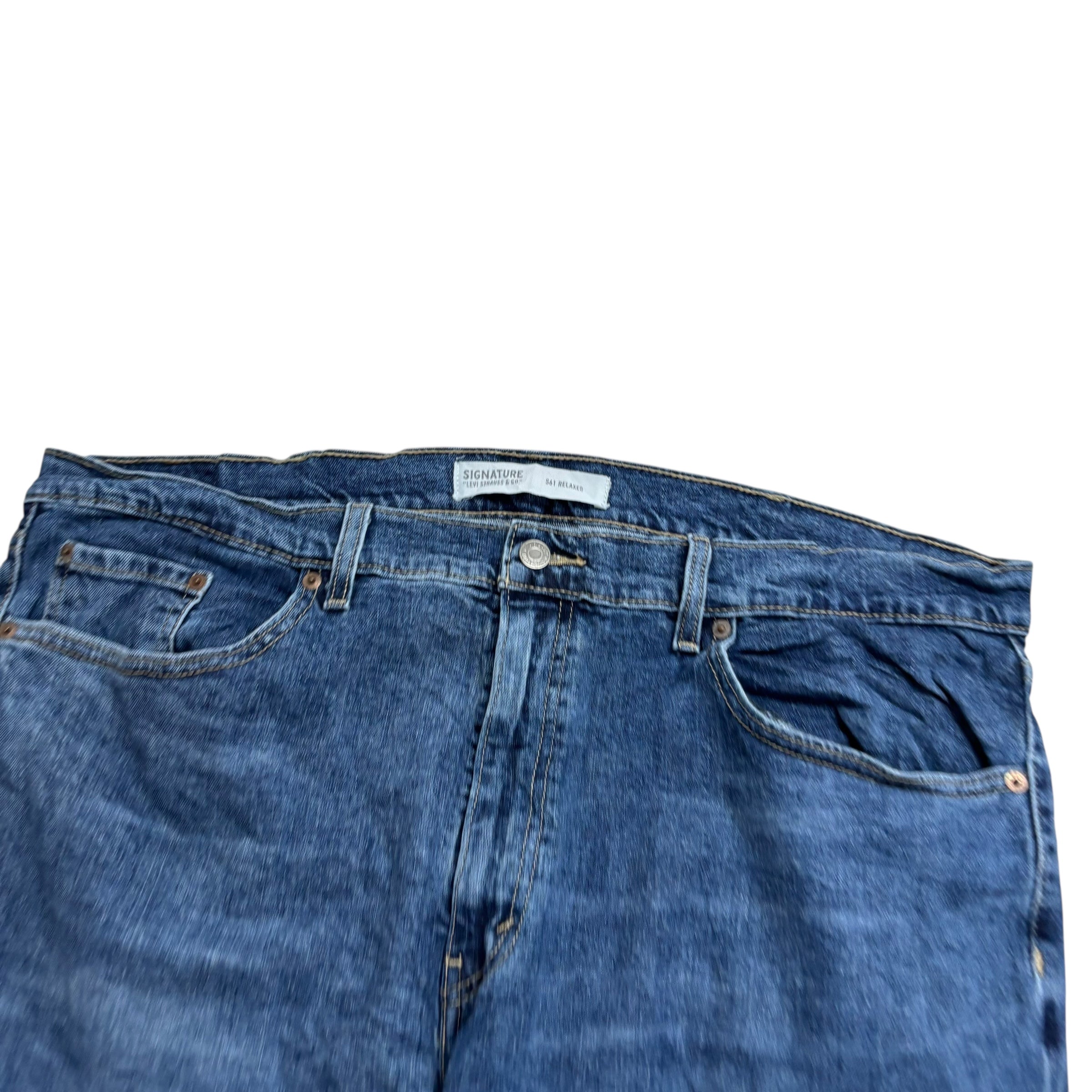 Levis Signature Jeans W40 L32 Mens Mid Blue Relaxed Straight Stretch Denim (E)