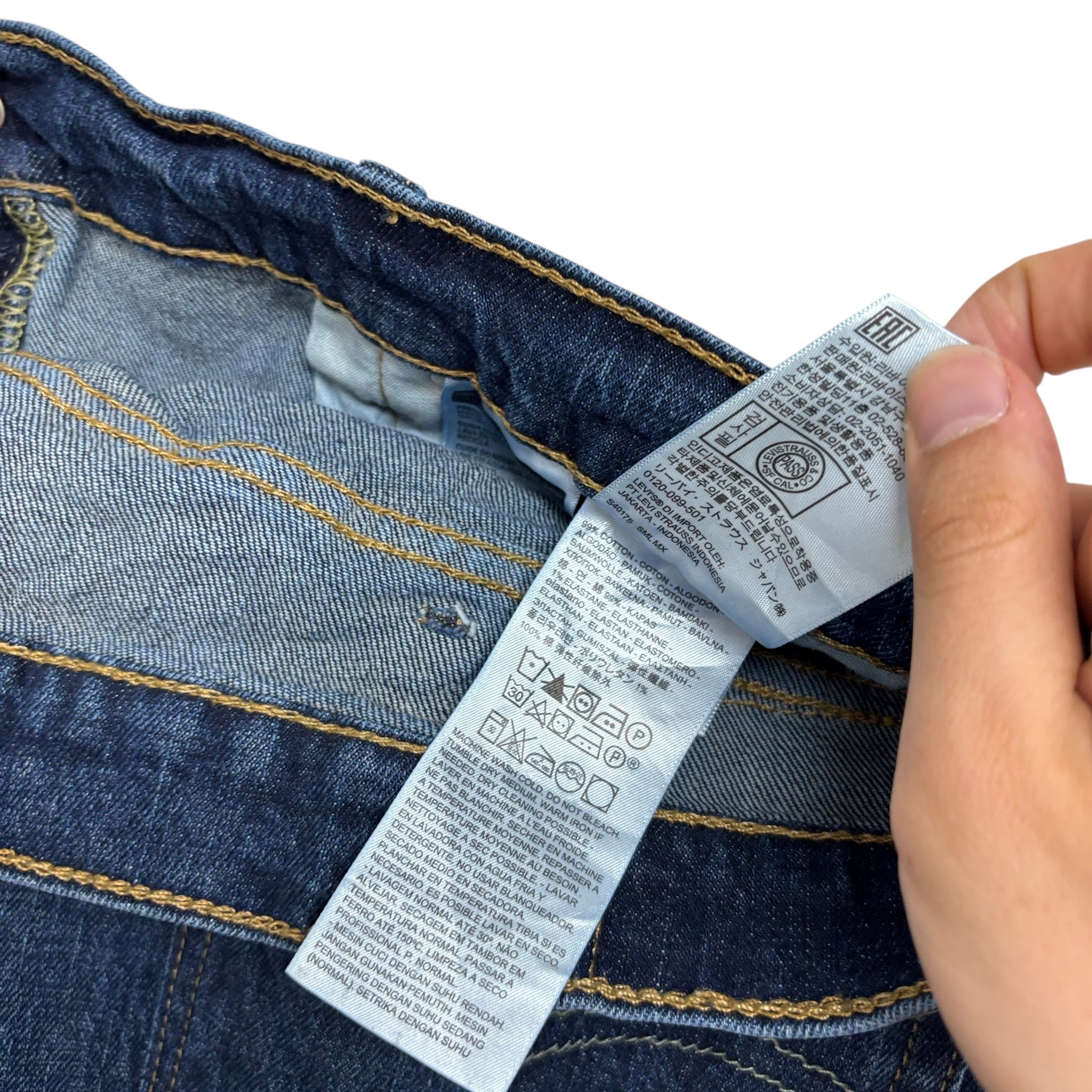 Levis 505 Jeans W40 L34 Mens Dark Blue Regular Straight Fit Stretch Denim (E)