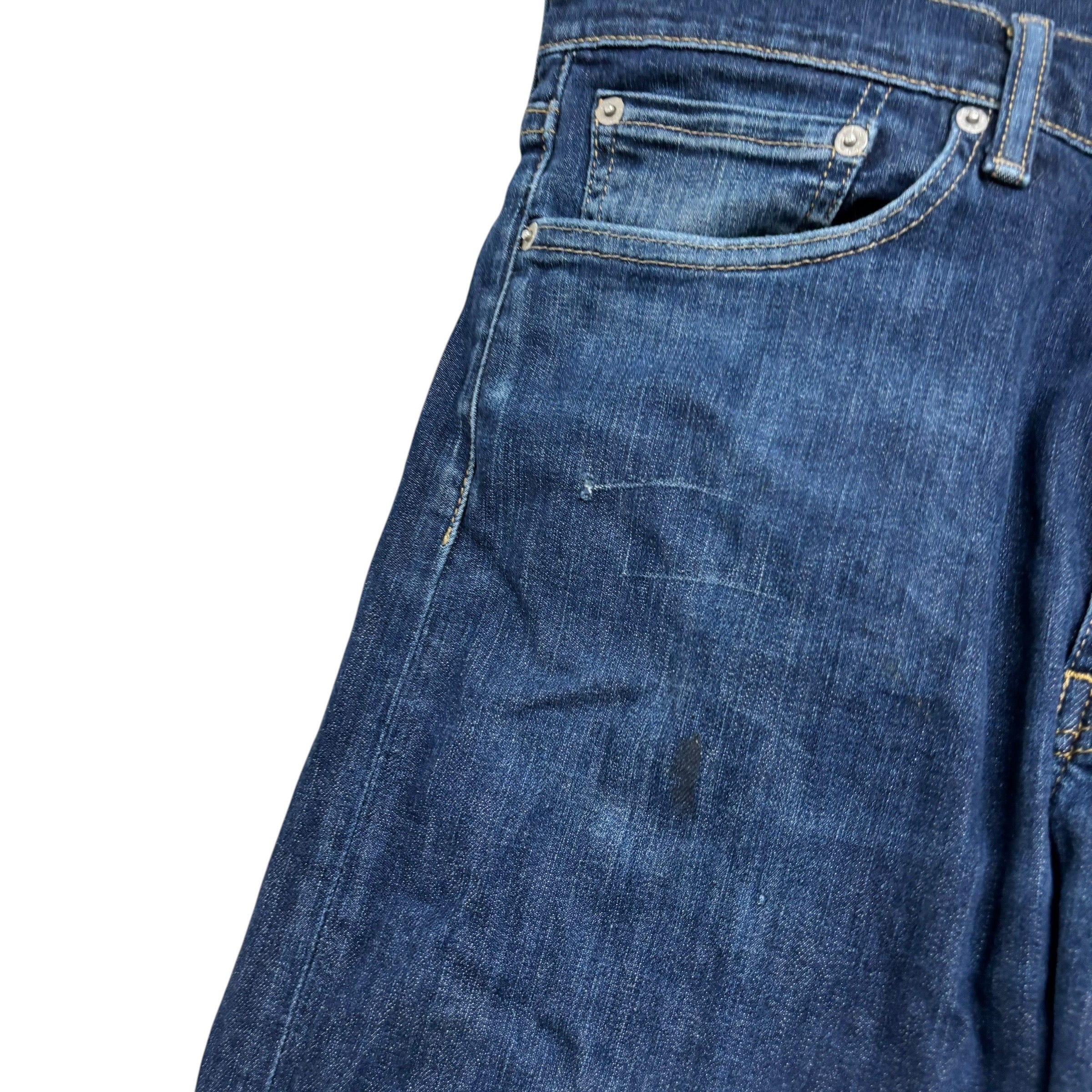 Levis 513 Jeans W34 L31 Mens Dark Blue Slim Straight Fit Stretch Denim (F)