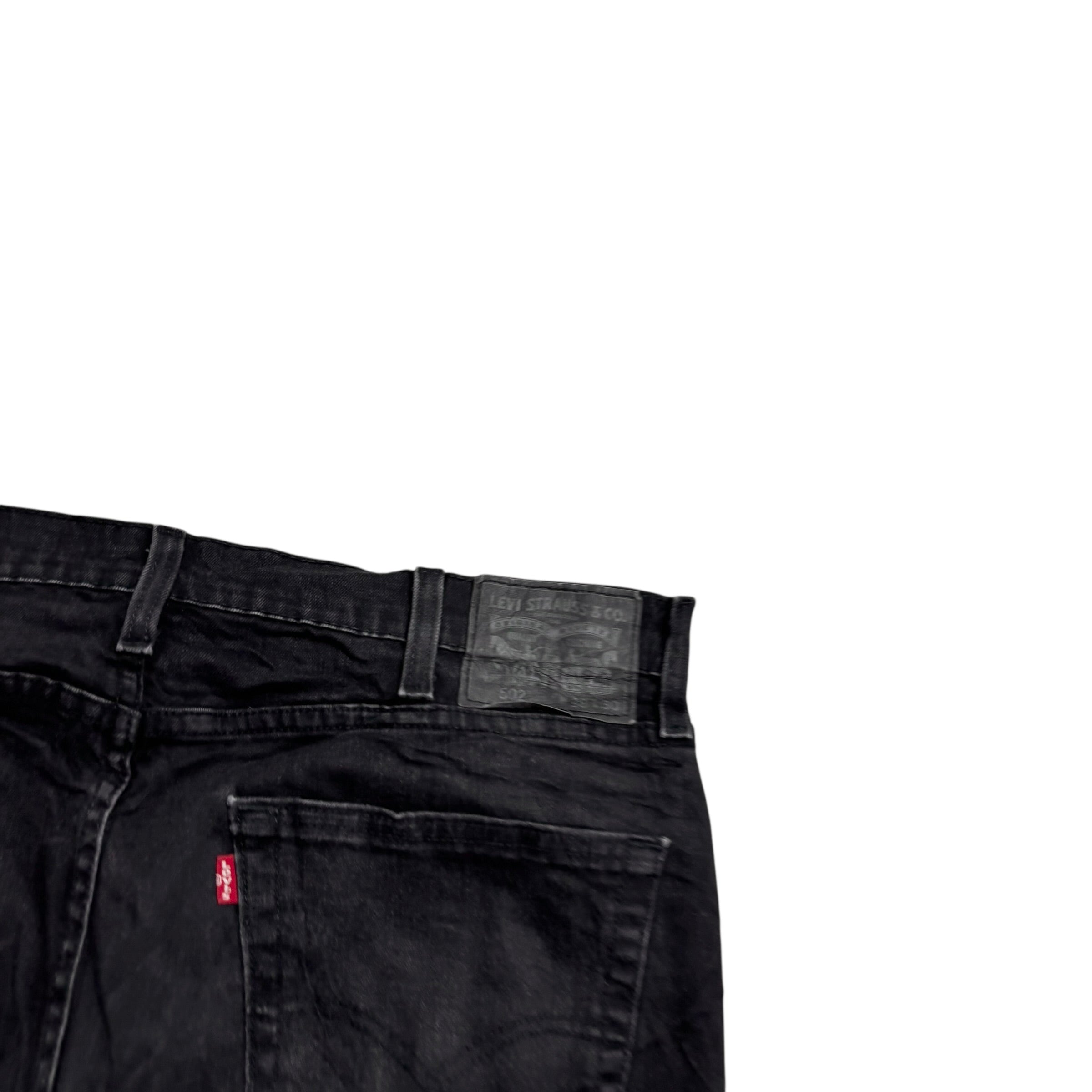 Levis 502 Jeans W38 L30 Mens Black Regular Tapered Fit Stretch Denim (E)