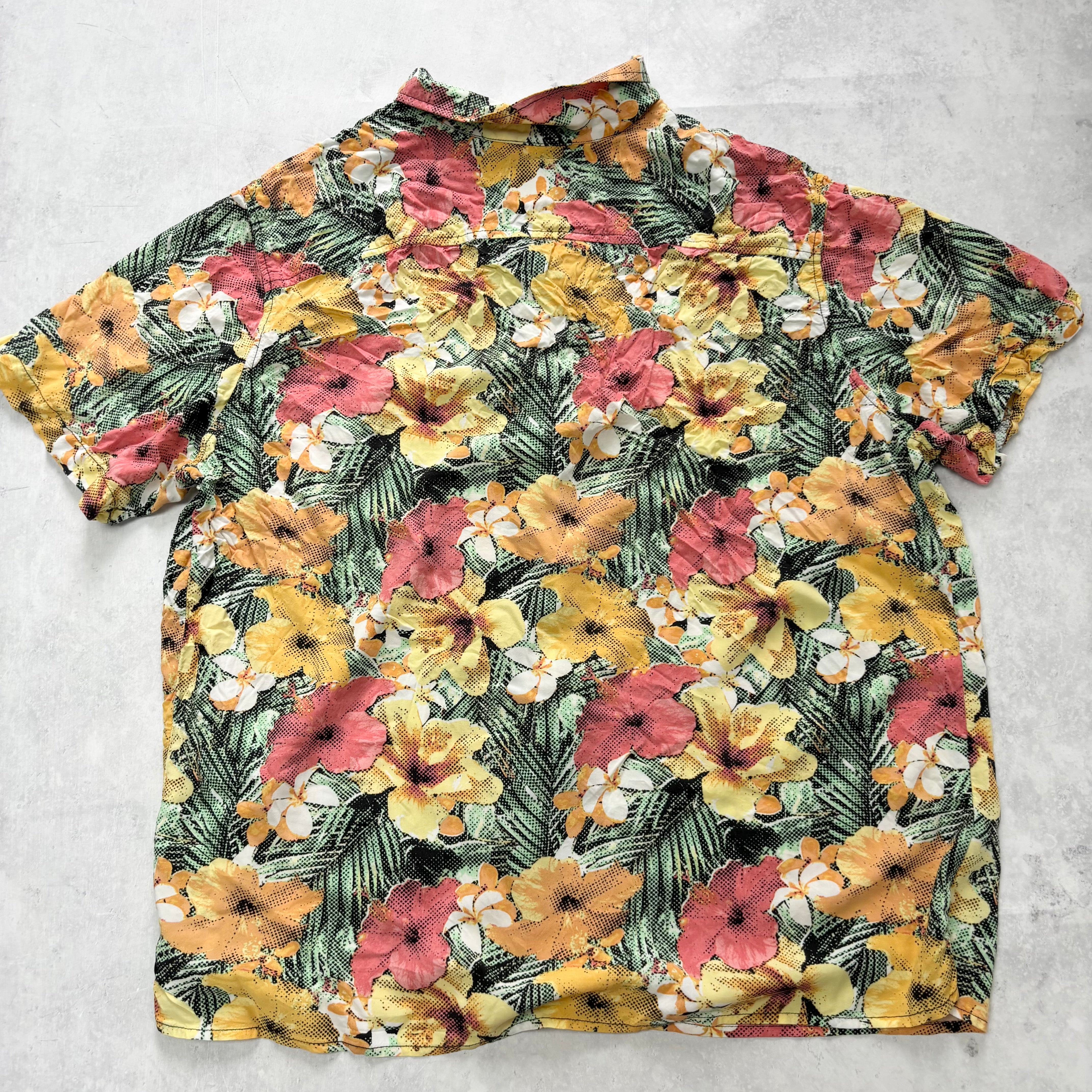 Hawaiian Shirt Mens XXL Floral Aloha Short Sleeve Rayon Slim Fit (E)
