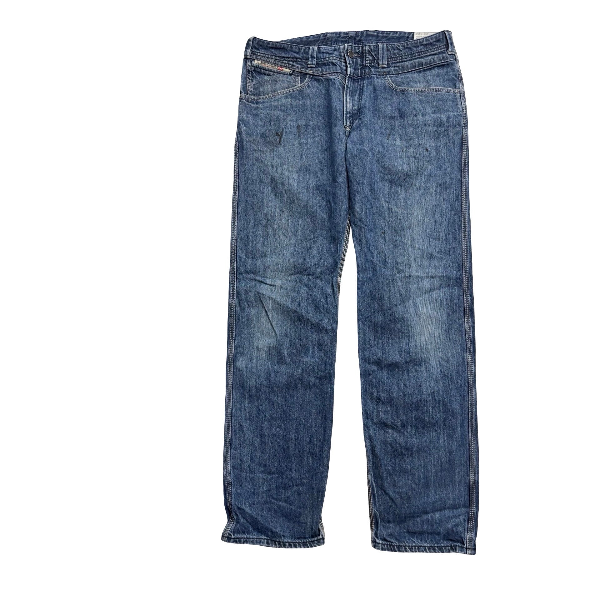 Diesel Fraceex Jeans W33 L32 Mens Mid Blue Regular Straight Fit Denim (F)