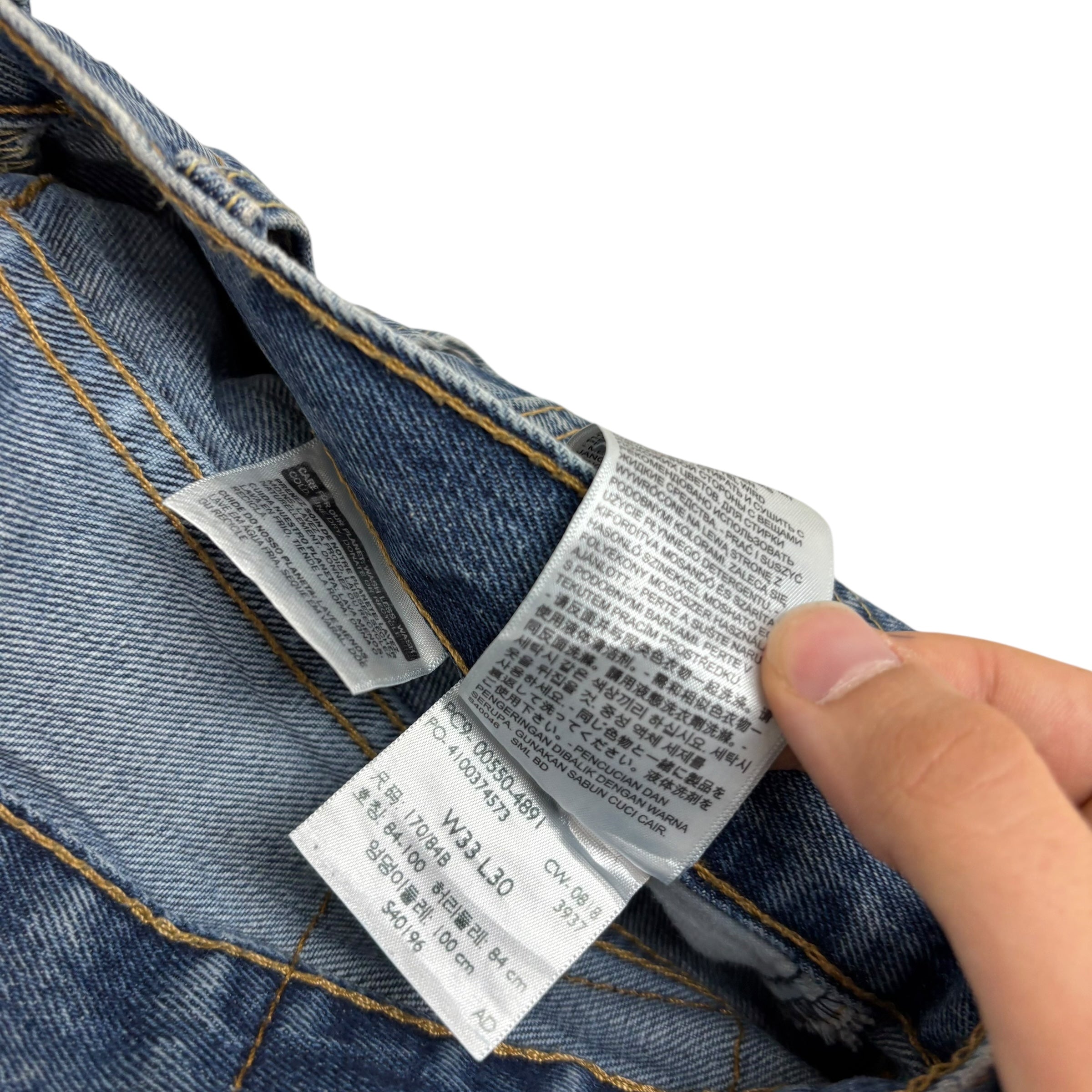 Levis 550 Jeans W33 L30 Mens Mid Blue Baggy Relaxed Straight Fit Denim (E)