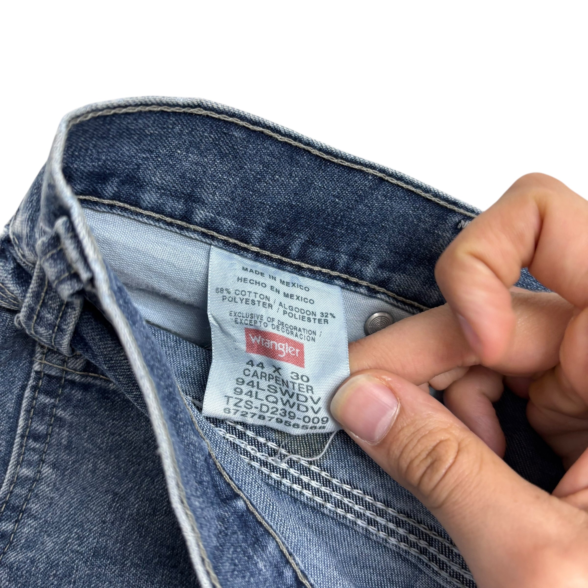 Wrangler Carpenter Jeans W44 L30 Mens Mid Blue Relaxed Straight Fit Denim