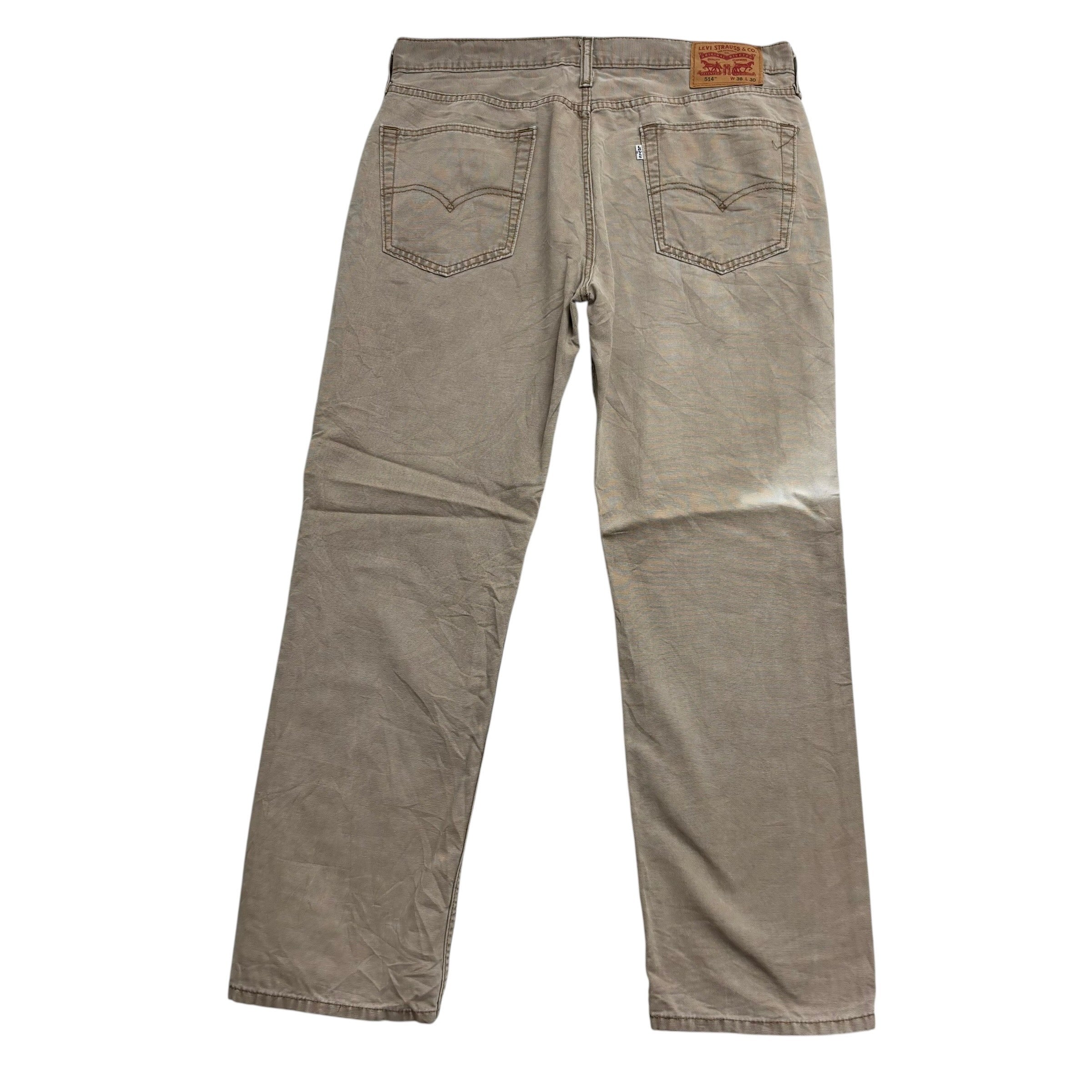 Levis 514 Trousers W36 L30 Mens Beige Regular Straight Fit Cotton Pants