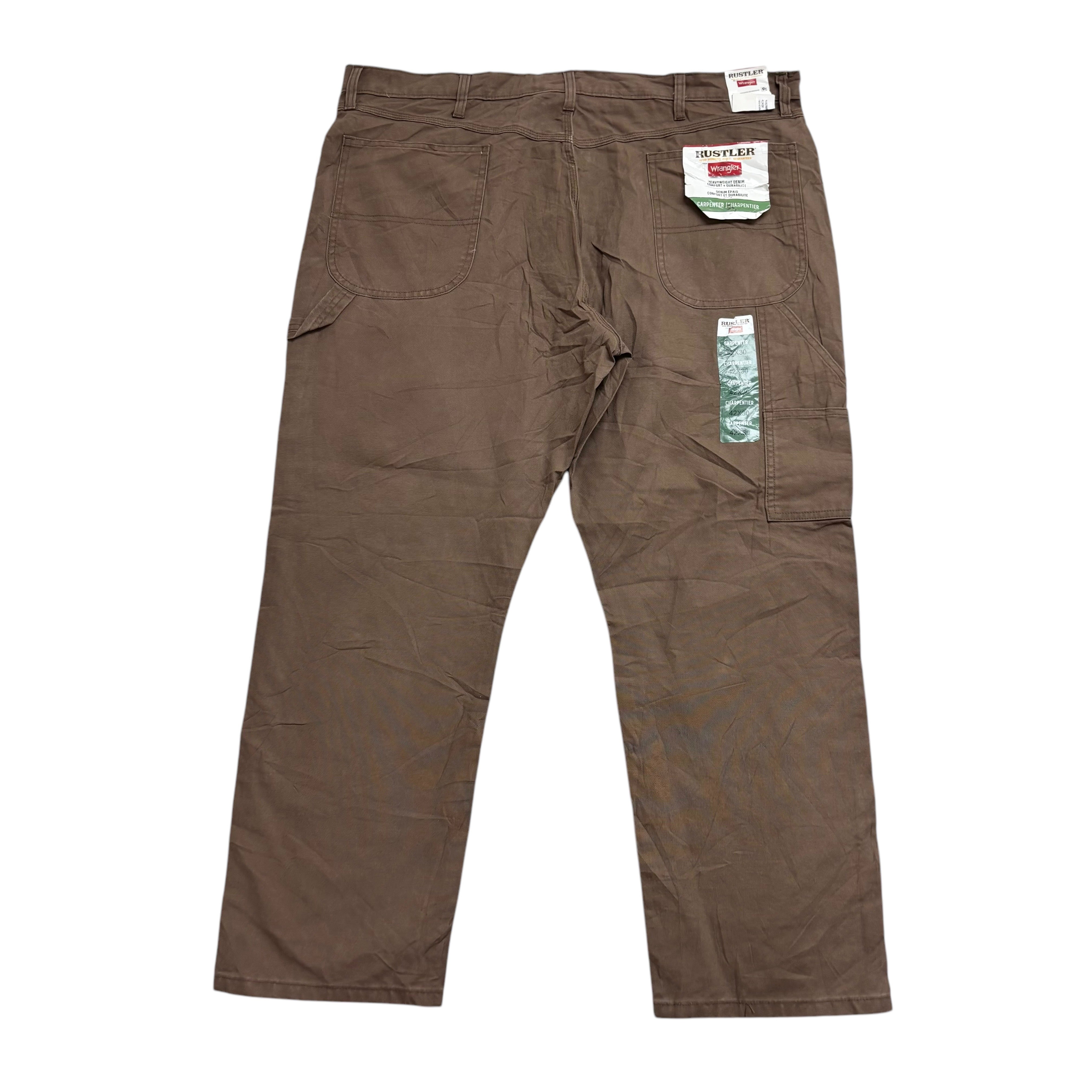 Rustler by Wrangler Carpenter Pants W42 L30 Mens Brown Relaxed Fit Trousers (E)