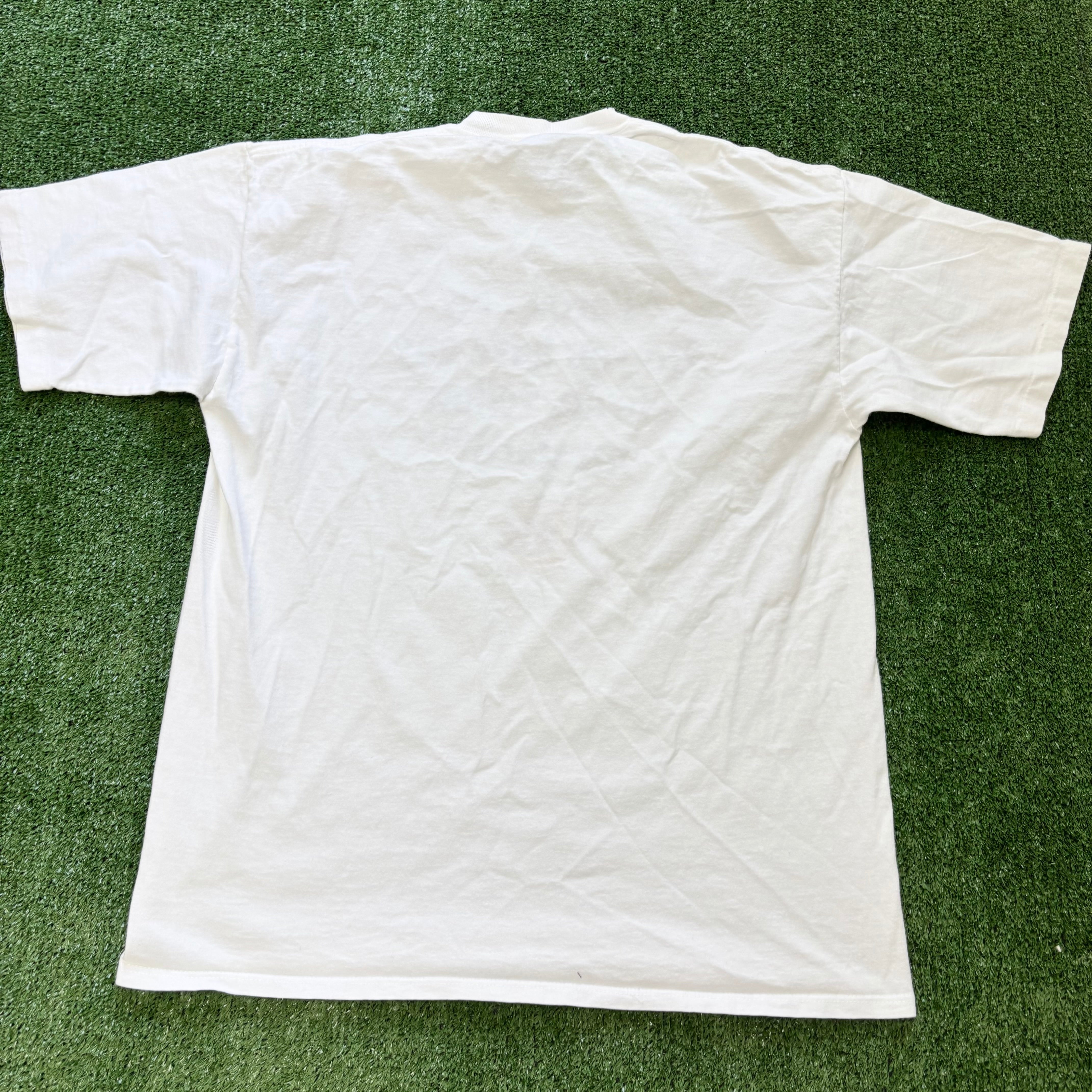 Vintage T Shirt Mens Medium White Single Stitch Graphic Print 90s
