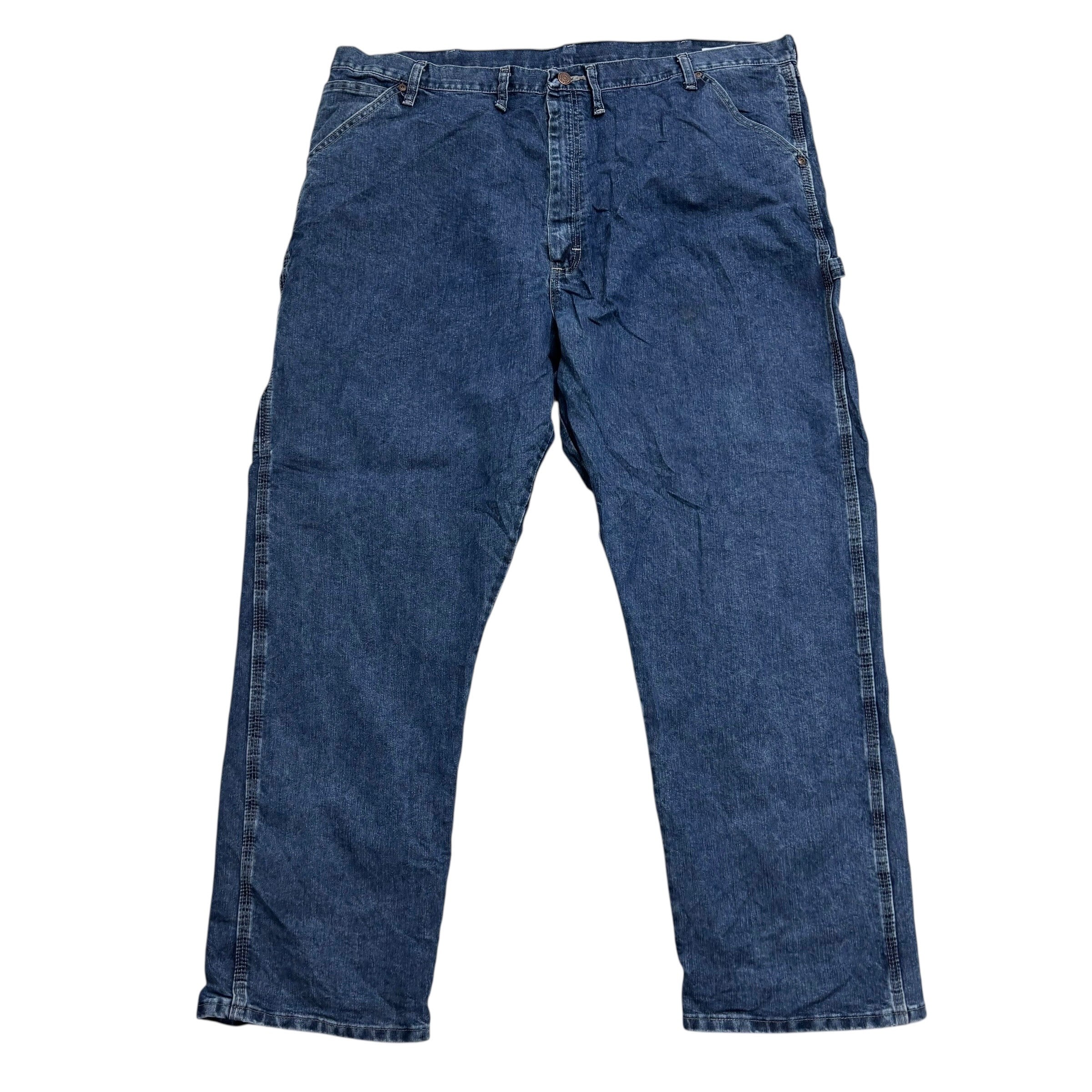 Wrangler Carpenter Jeans W44 L32 Mens Mid Blue Relaxed Straight Fit Denim (E)