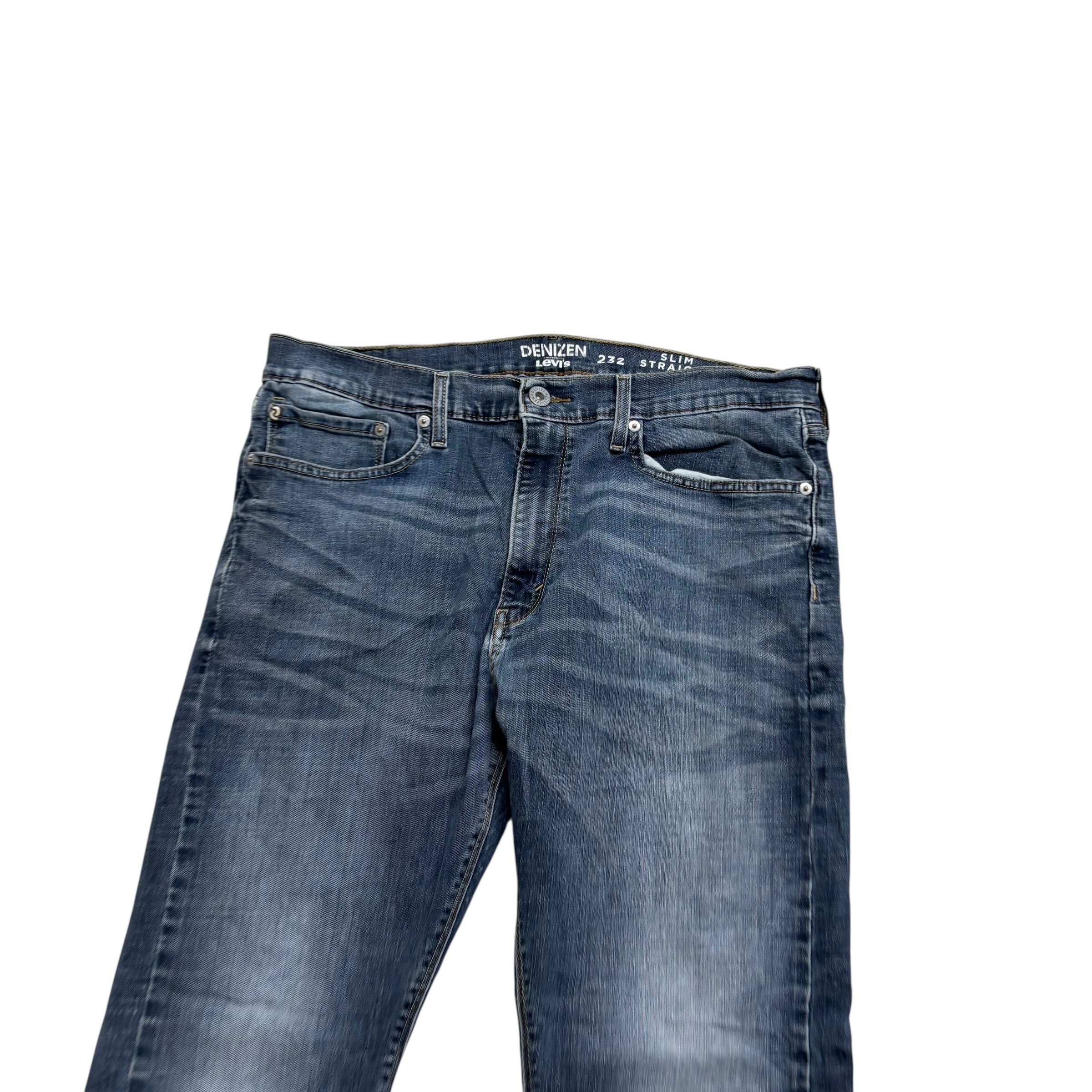 Levis Denizen Jeans W36 L30 Mens Mid Blue Slim Straight Fit Stretch (E)