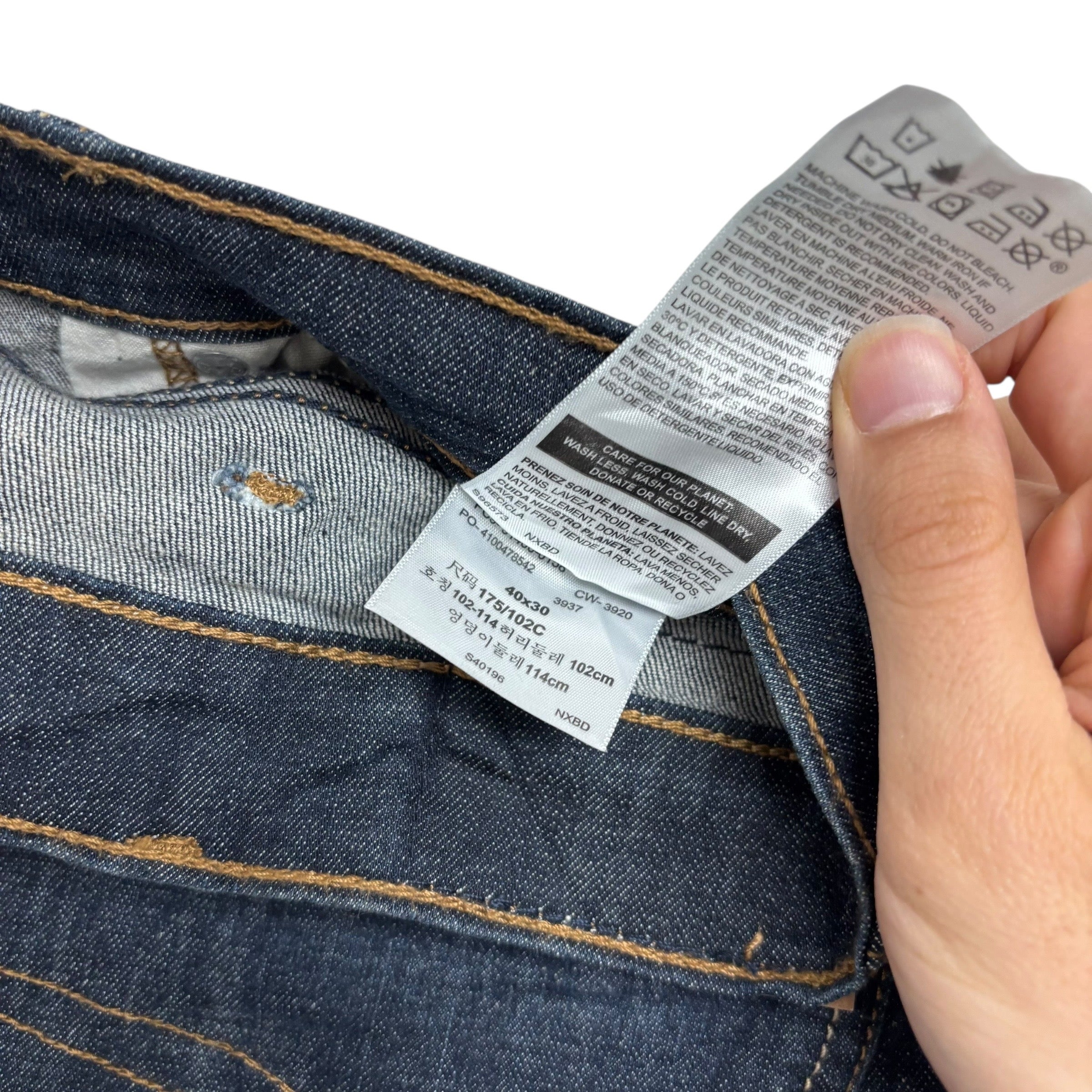 Levis Signature Jeans W40 L30 Mens Dark Blue Regular Straight Stretch Denim (E)