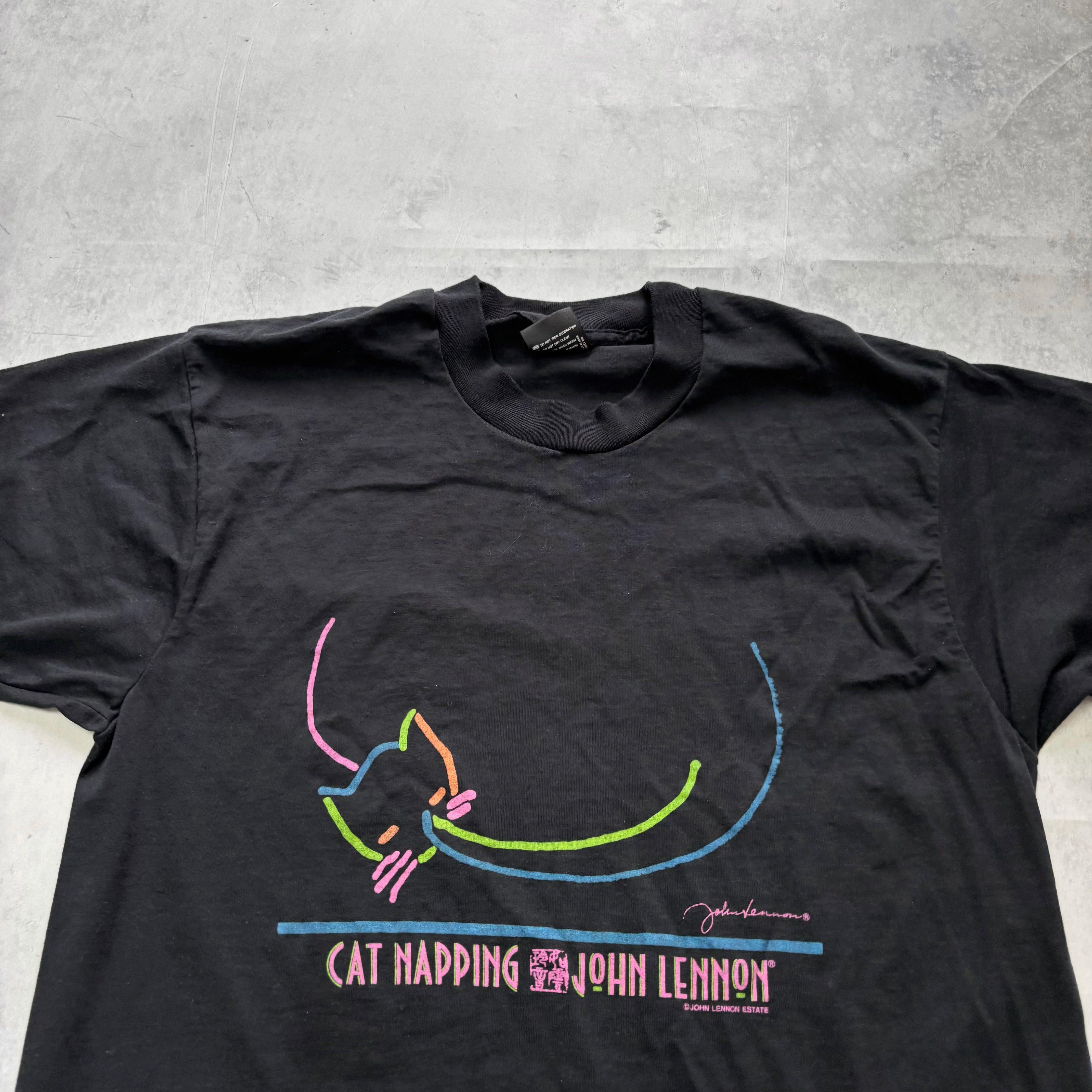 Vintage T Shirt Mens Medium Black Single Stitch Graphic 90s Art John Lennon (E)