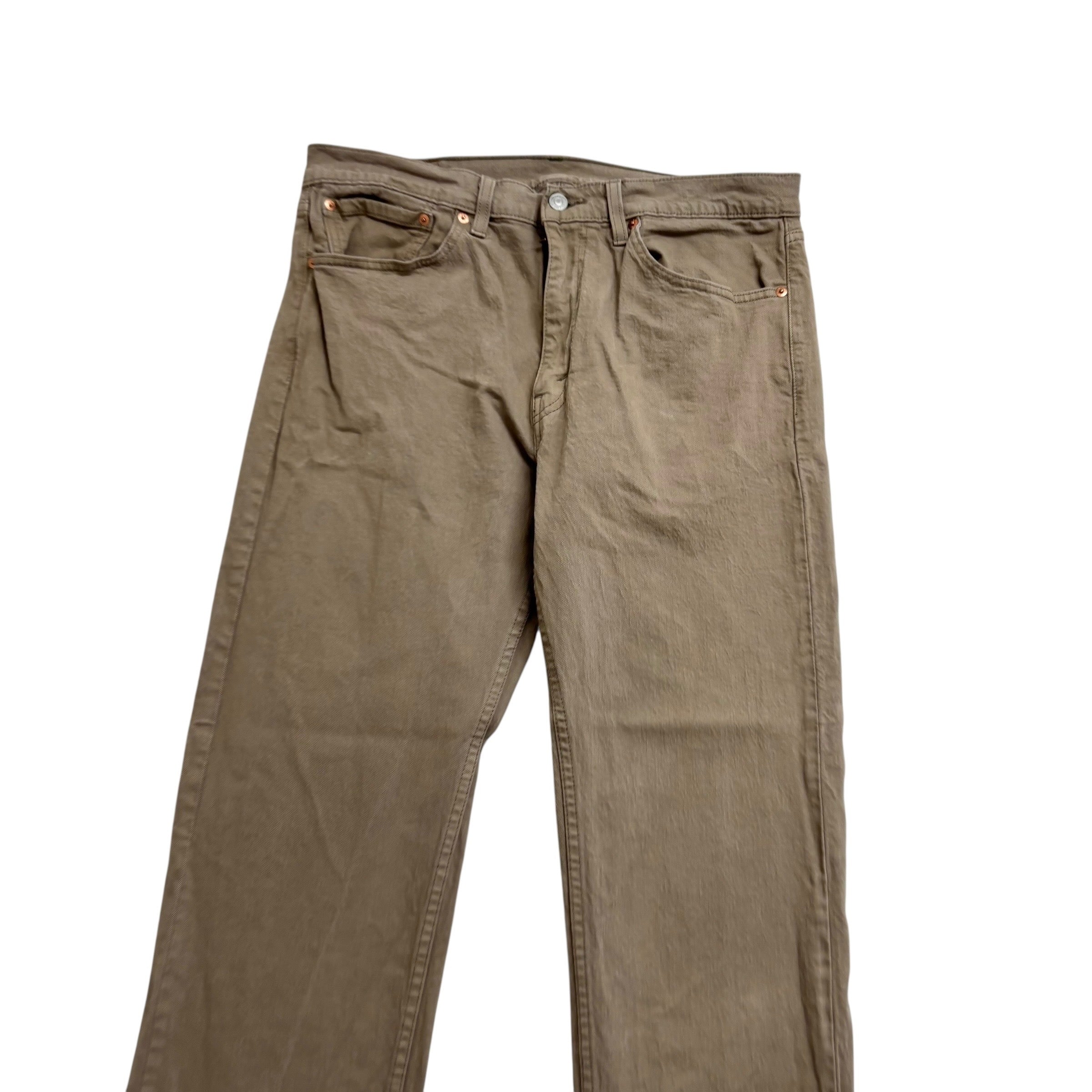 Levis 505 Jeans W34 L29 Mens Beige Regular Straight Fit Stretch Denim (E)